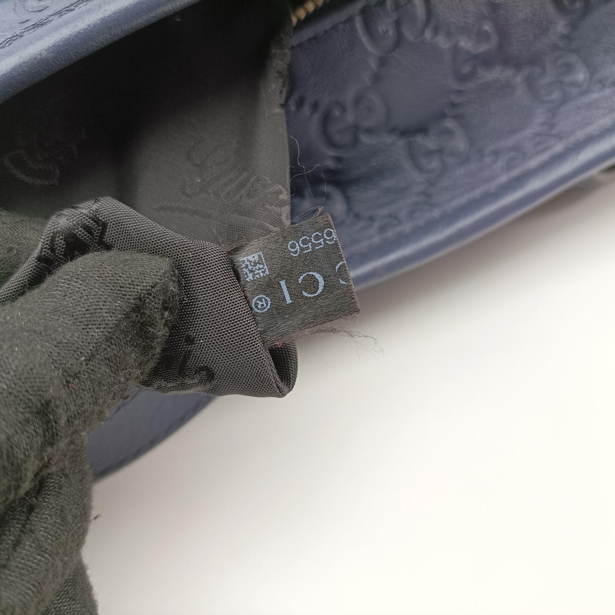 Pre-owned Gucci Guccissima GG Imprime Blue Leather 211120 shoulderbag | stylenewstar