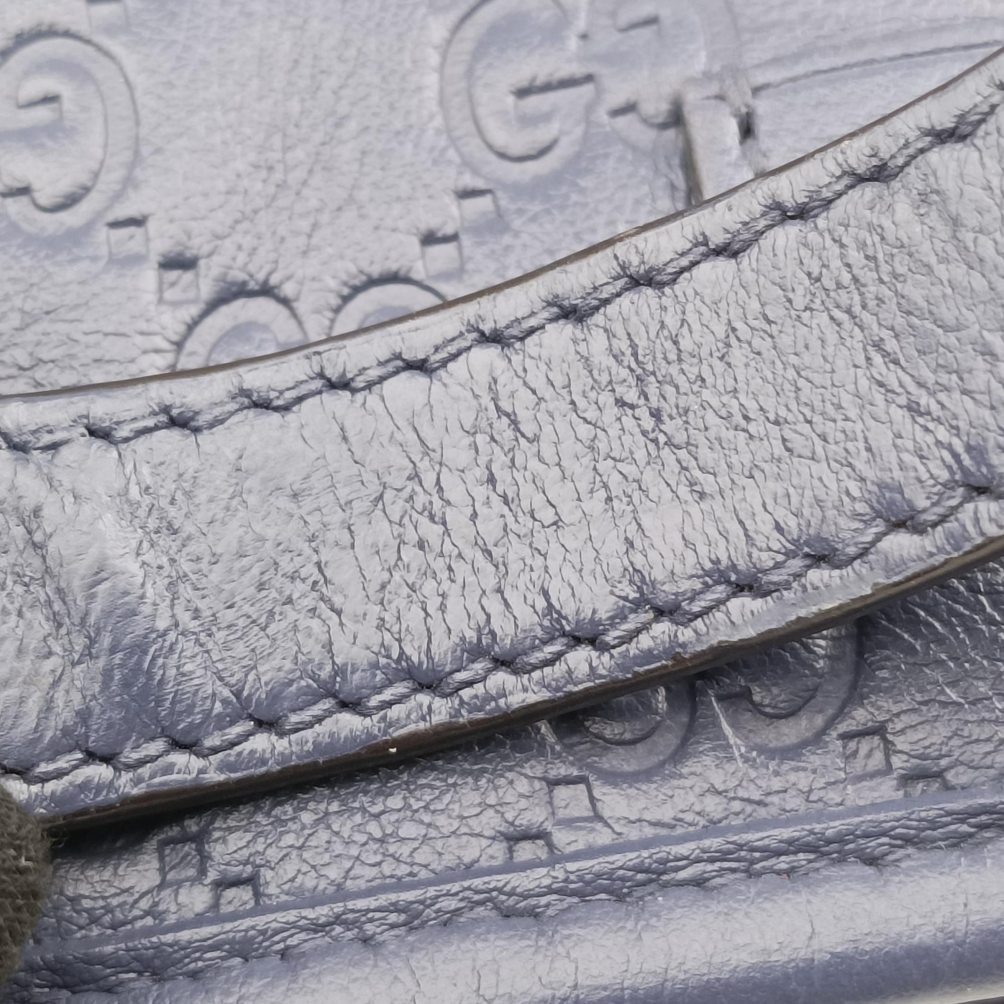 Pre-owned Gucci Guccissima GG Imprime Blue Leather 211120 shoulderbag | stylenewstar