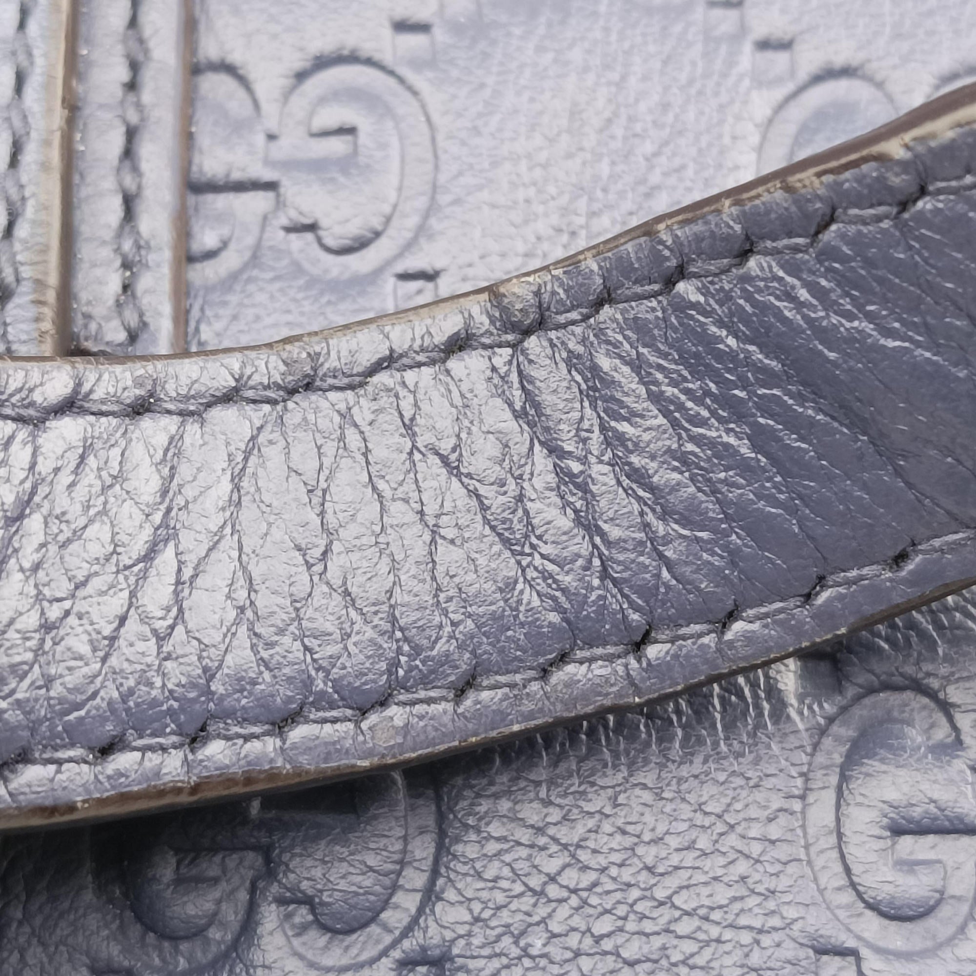 Pre-owned Gucci Guccissima GG Imprime Blue Leather 211120 shoulderbag | stylenewstar
