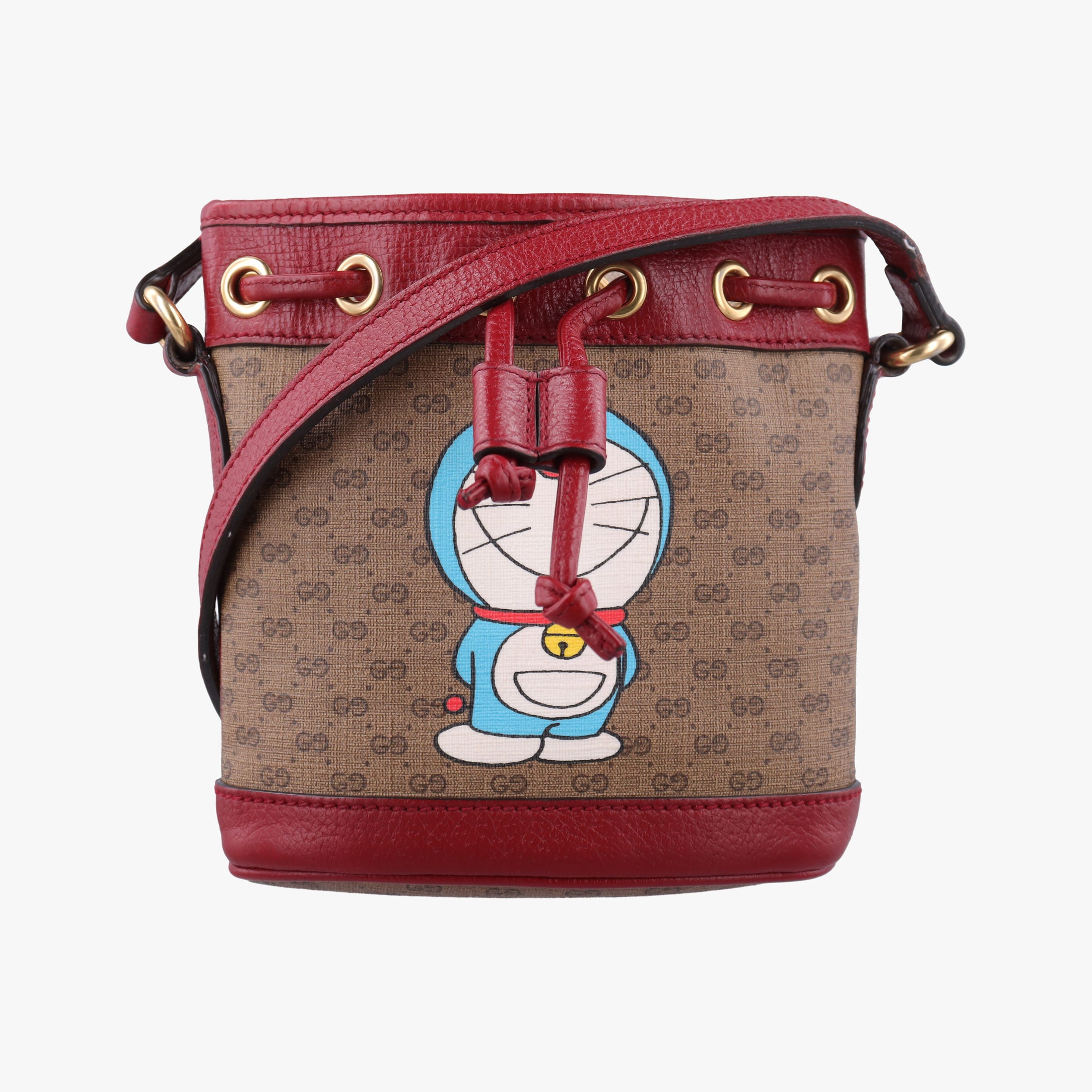 Pre-owned Gucci Doraemon collaboration Brown×Red×Multi PVC coated canvas×Leather 647801 shoulderbag | stylenewstar