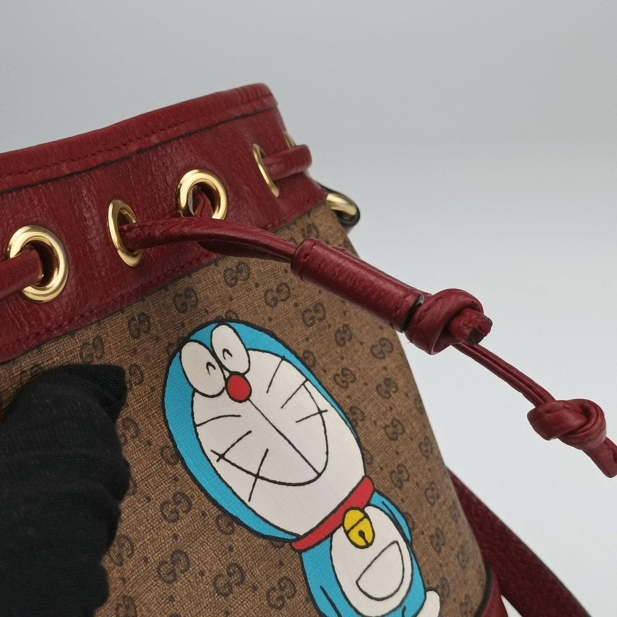 Pre-owned Gucci Doraemon collaboration Brown×Red×Multi PVC coated canvas×Leather 647801 shoulderbag | stylenewstar