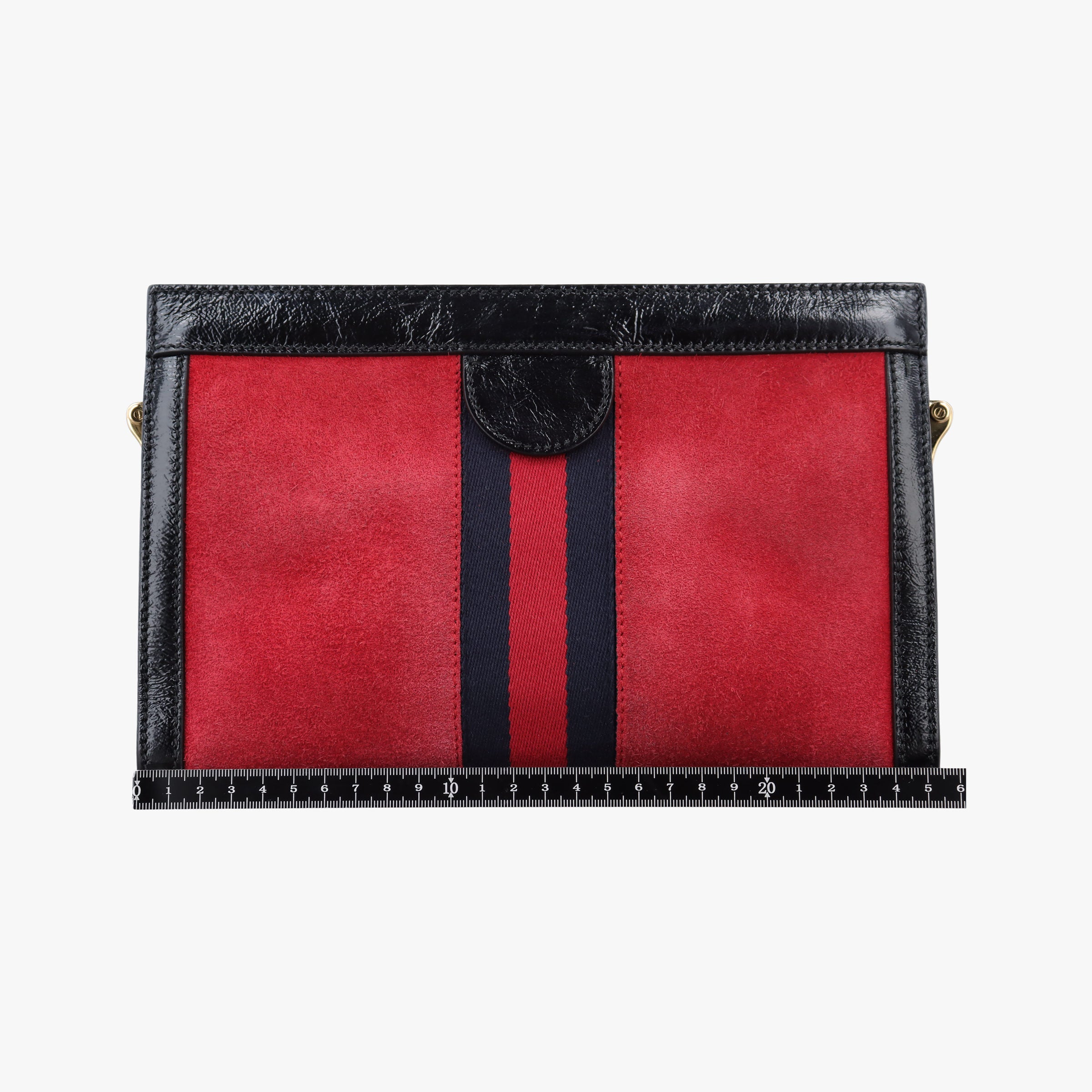 Pre-owned Gucci Ophidia Red×Black Suede×Patent 503877 shoulderbag | stylenewstar