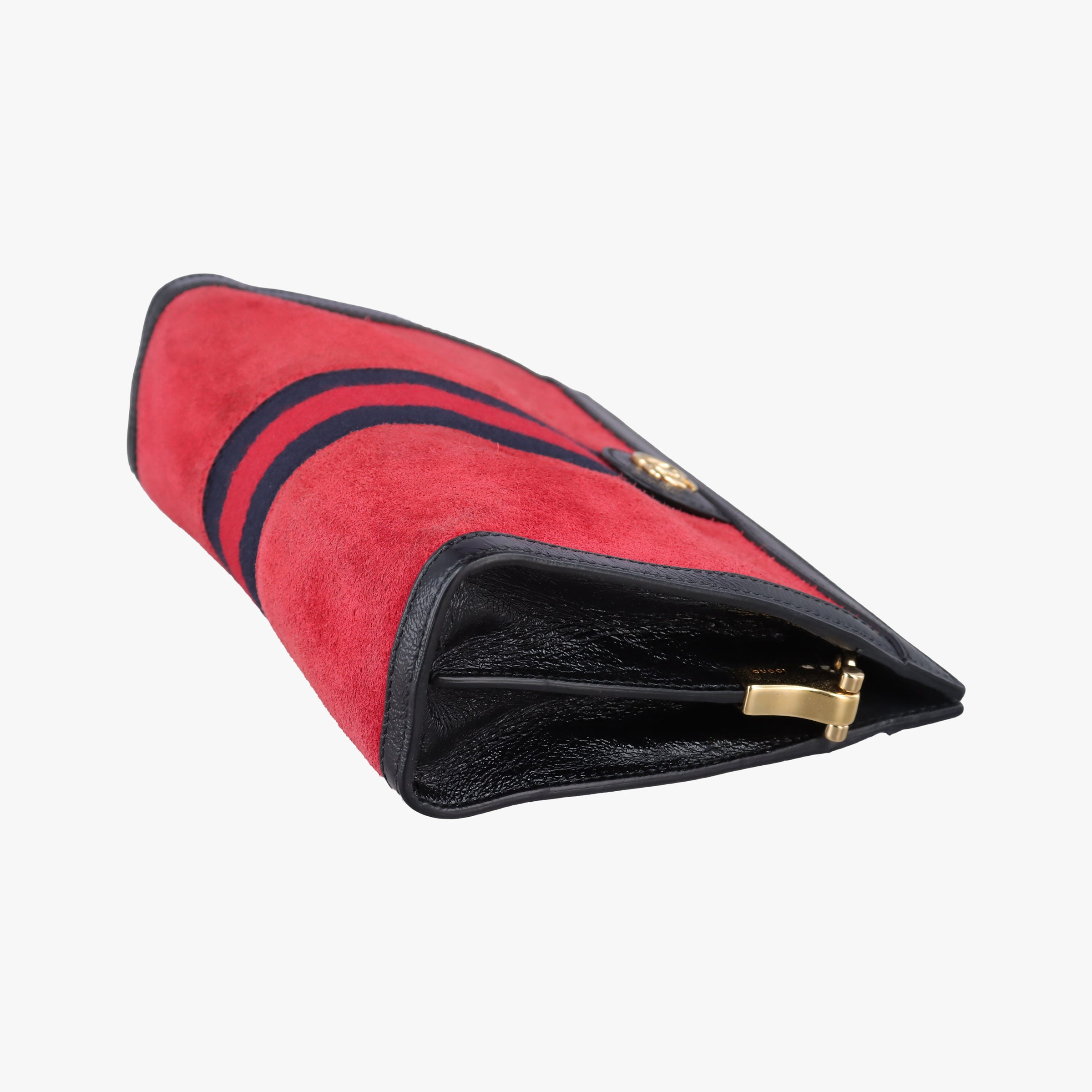 Pre-owned Gucci Ophidia Red×Black Suede×Patent 503877 shoulderbag | stylenewstar