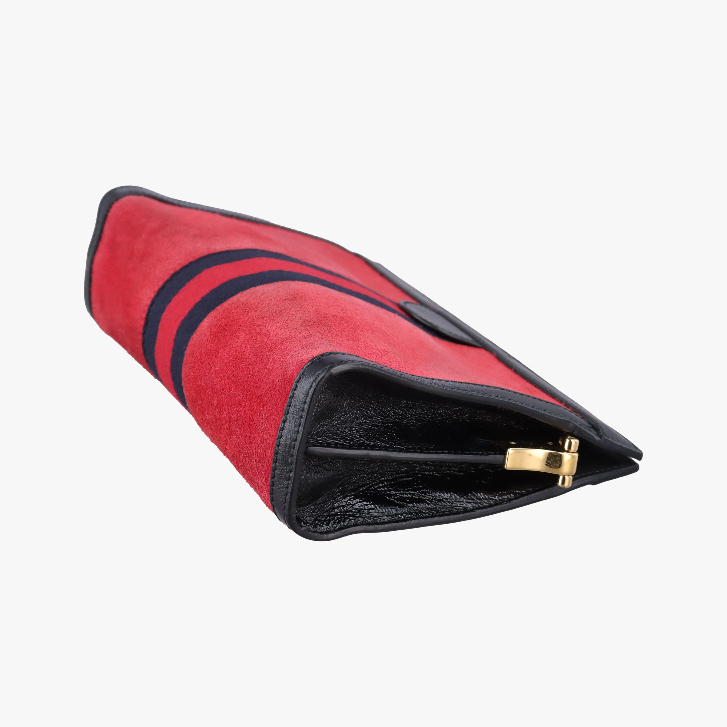 Pre-owned Gucci Ophidia Red×Black Suede×Patent 503877 shoulderbag | stylenewstar