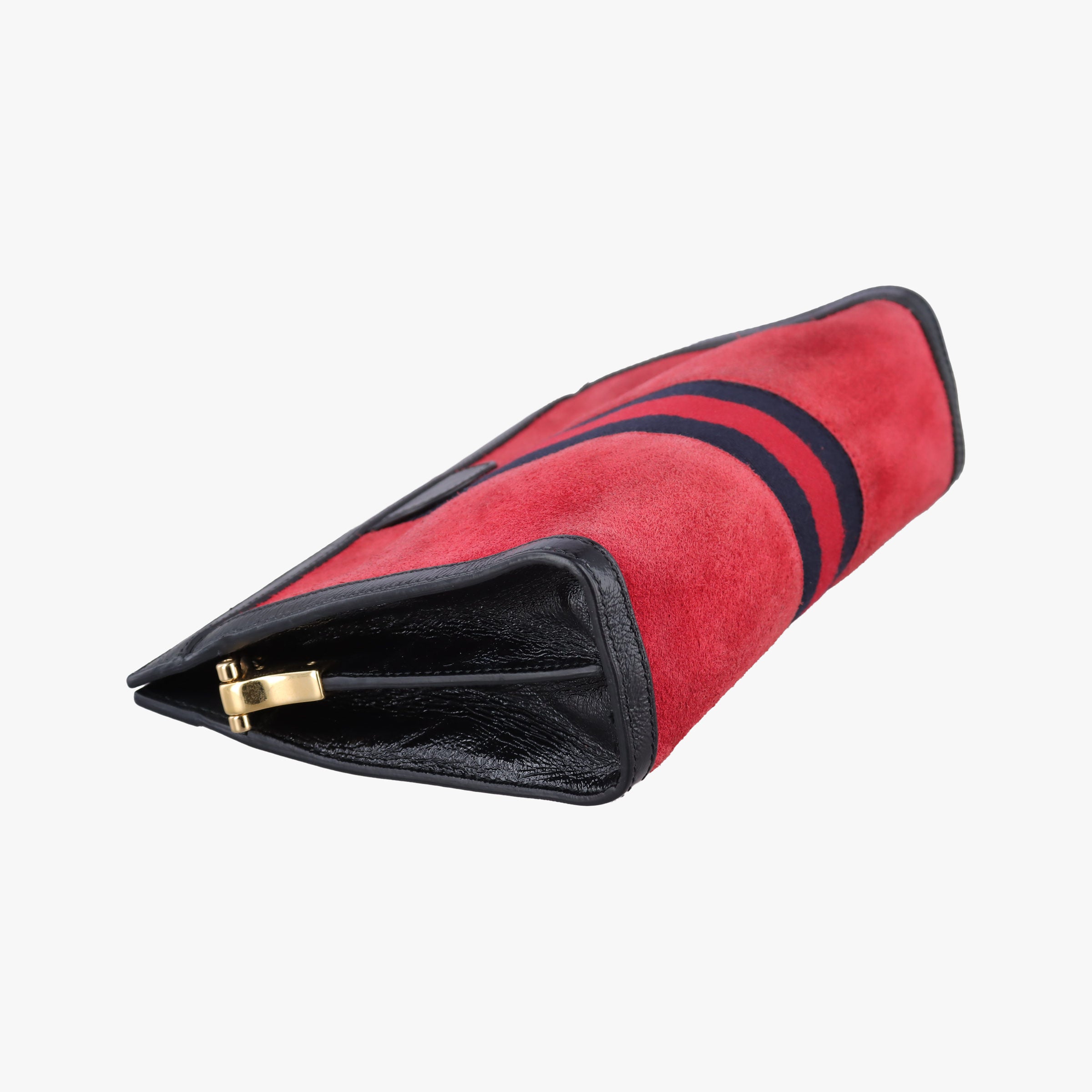 Pre-owned Gucci Ophidia Red×Black Suede×Patent 503877 shoulderbag | stylenewstar