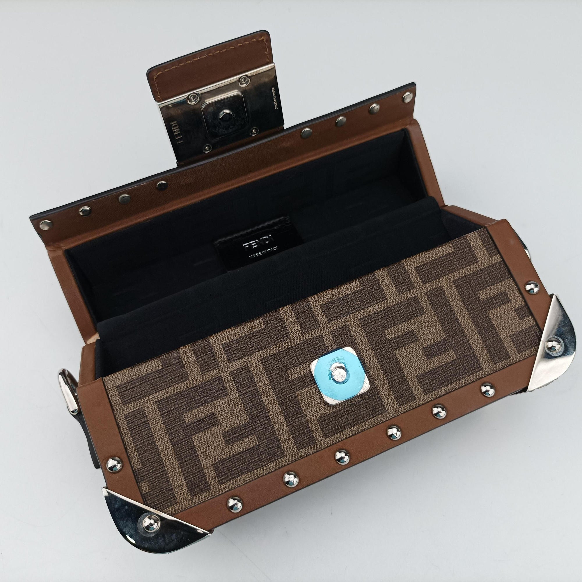 Pre-owned Fendi Zucca Trunk Brown PVC coated canvas×Leather 7VA507 shoulderbag | stylenewstar