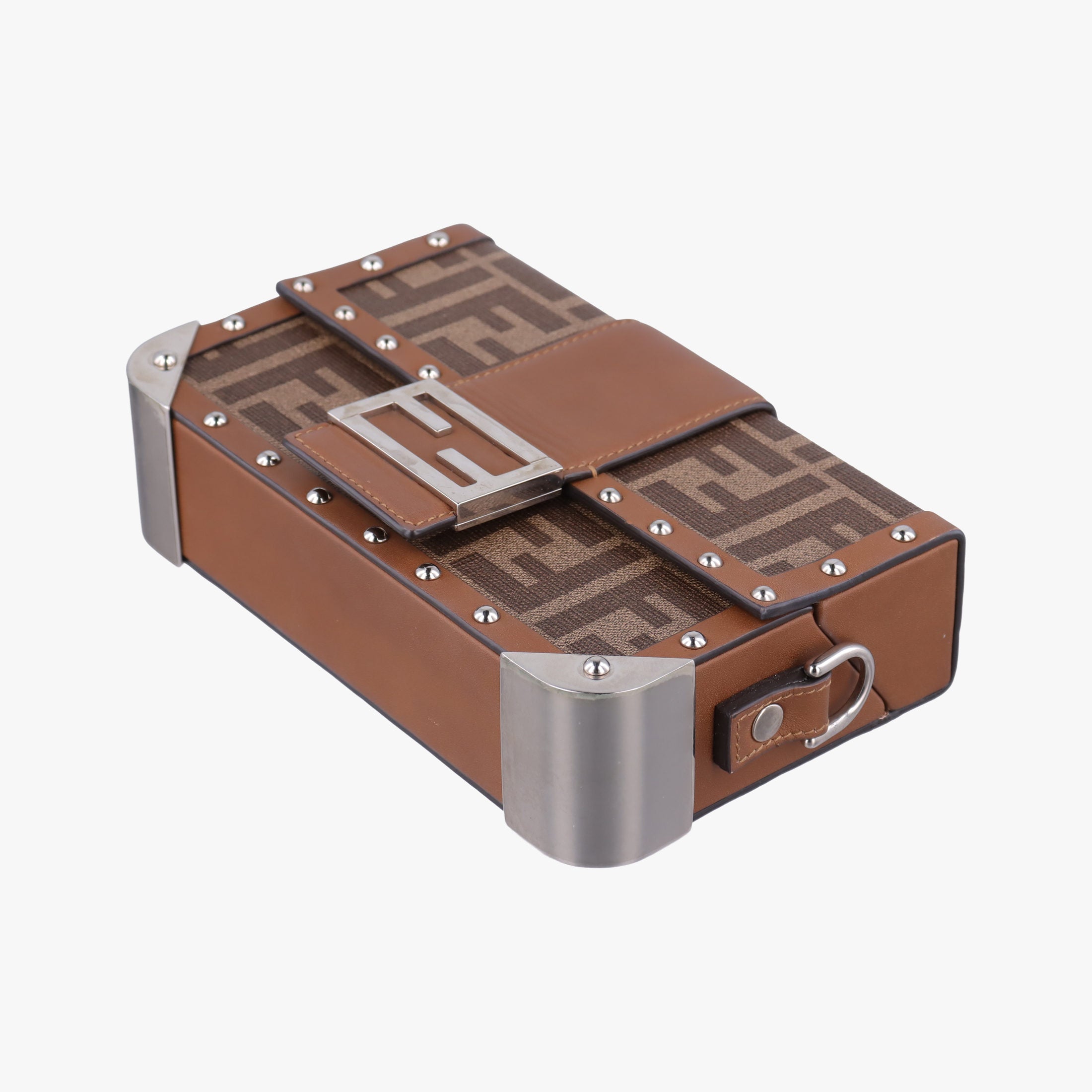 Pre-owned Fendi Zucca Trunk Brown PVC coated canvas×Leather 7VA507 shoulderbag | stylenewstar