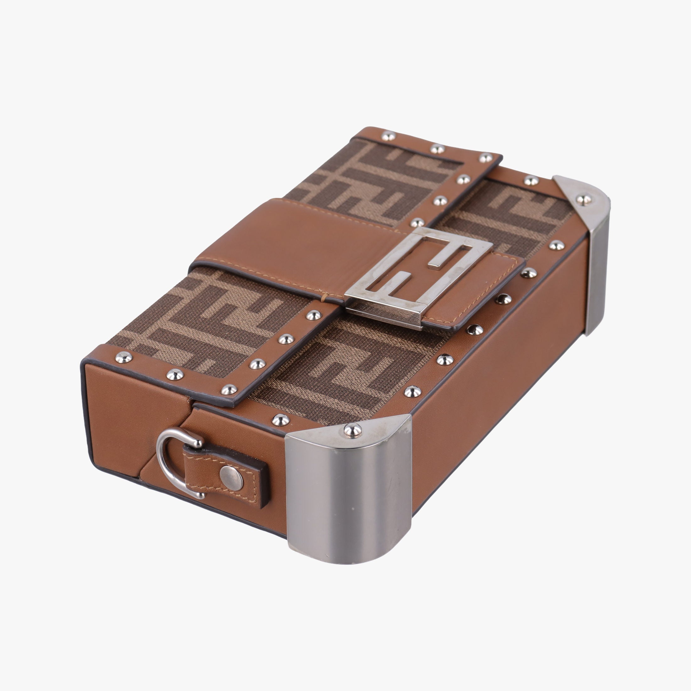 Pre-owned Fendi Zucca Trunk Brown PVC coated canvas×Leather 7VA507 shoulderbag | stylenewstar