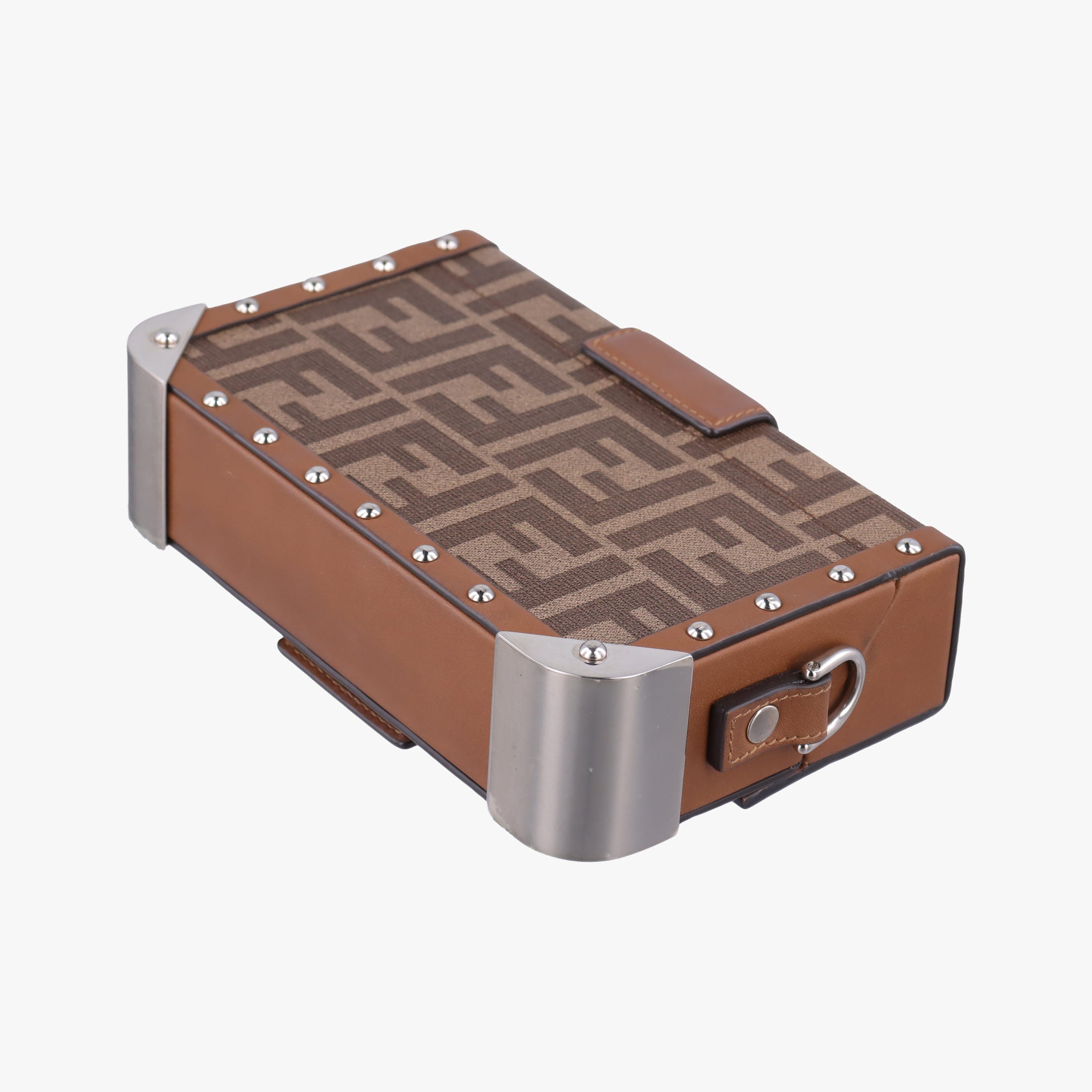 Pre-owned Fendi Zucca Trunk Brown PVC coated canvas×Leather 7VA507 shoulderbag | stylenewstar