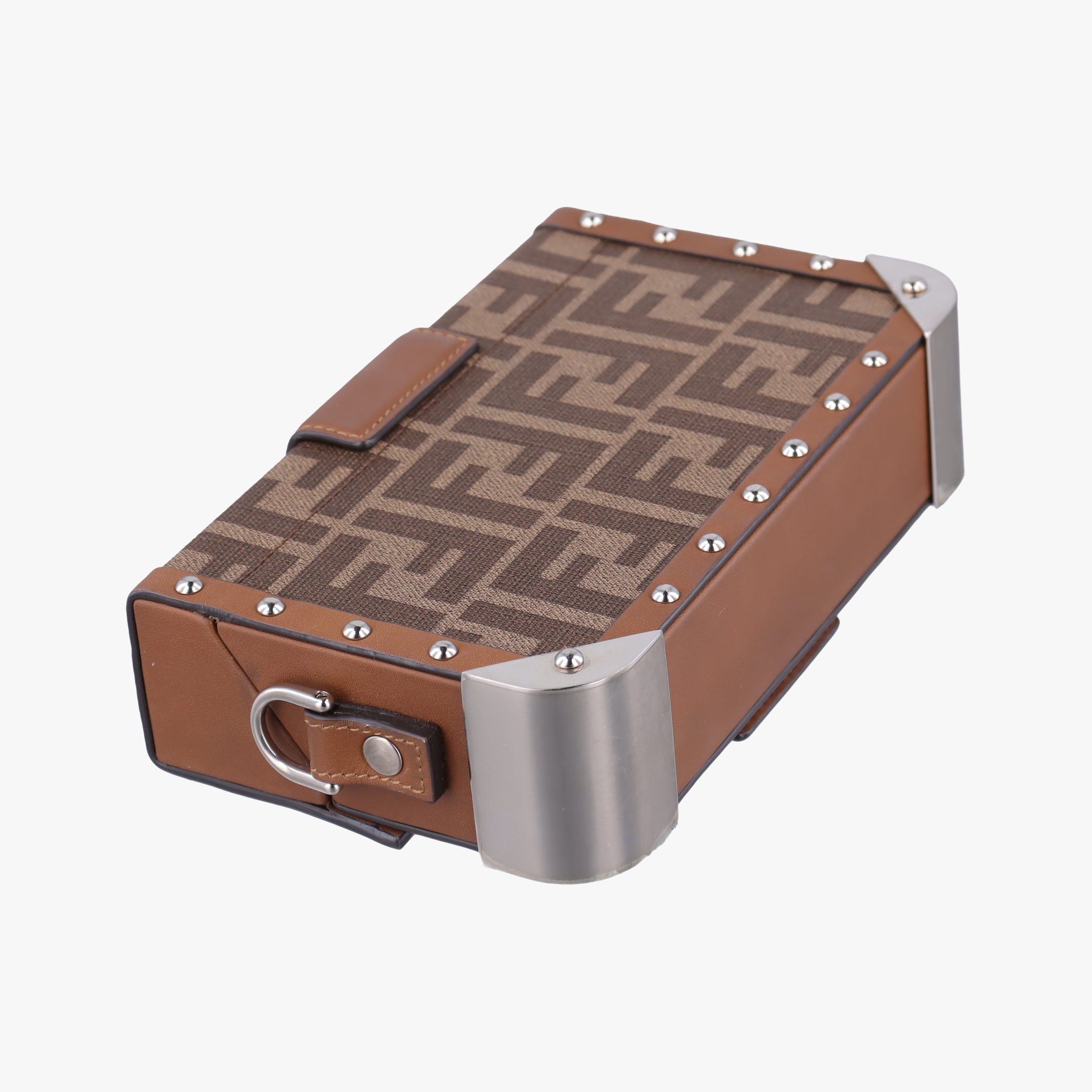 Pre-owned Fendi Zucca Trunk Brown PVC coated canvas×Leather 7VA507 shoulderbag | stylenewstar