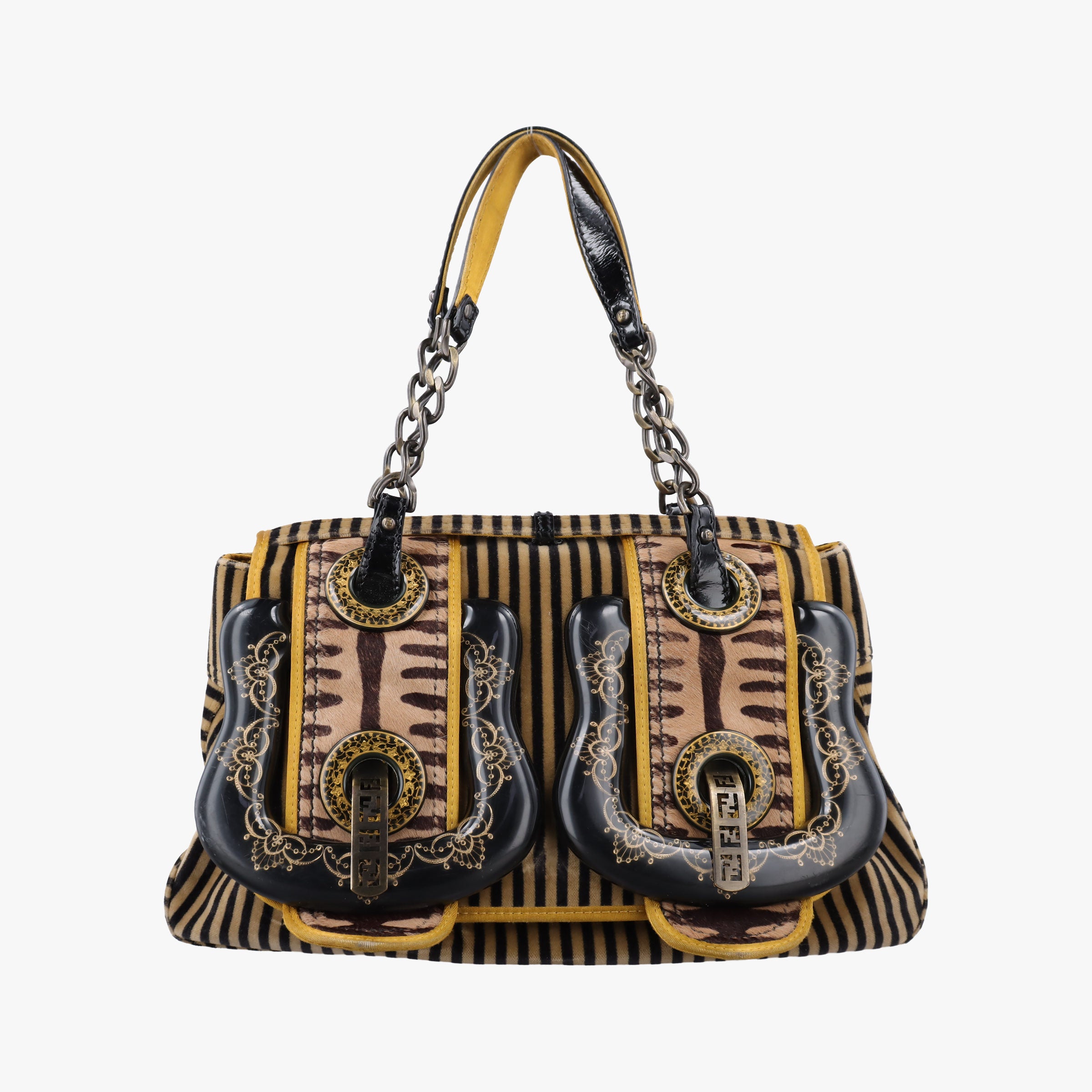 Pre-owned Fendi B Bag Brown Velvet × Fur 8BN165 shoulderbag | stylenewstar