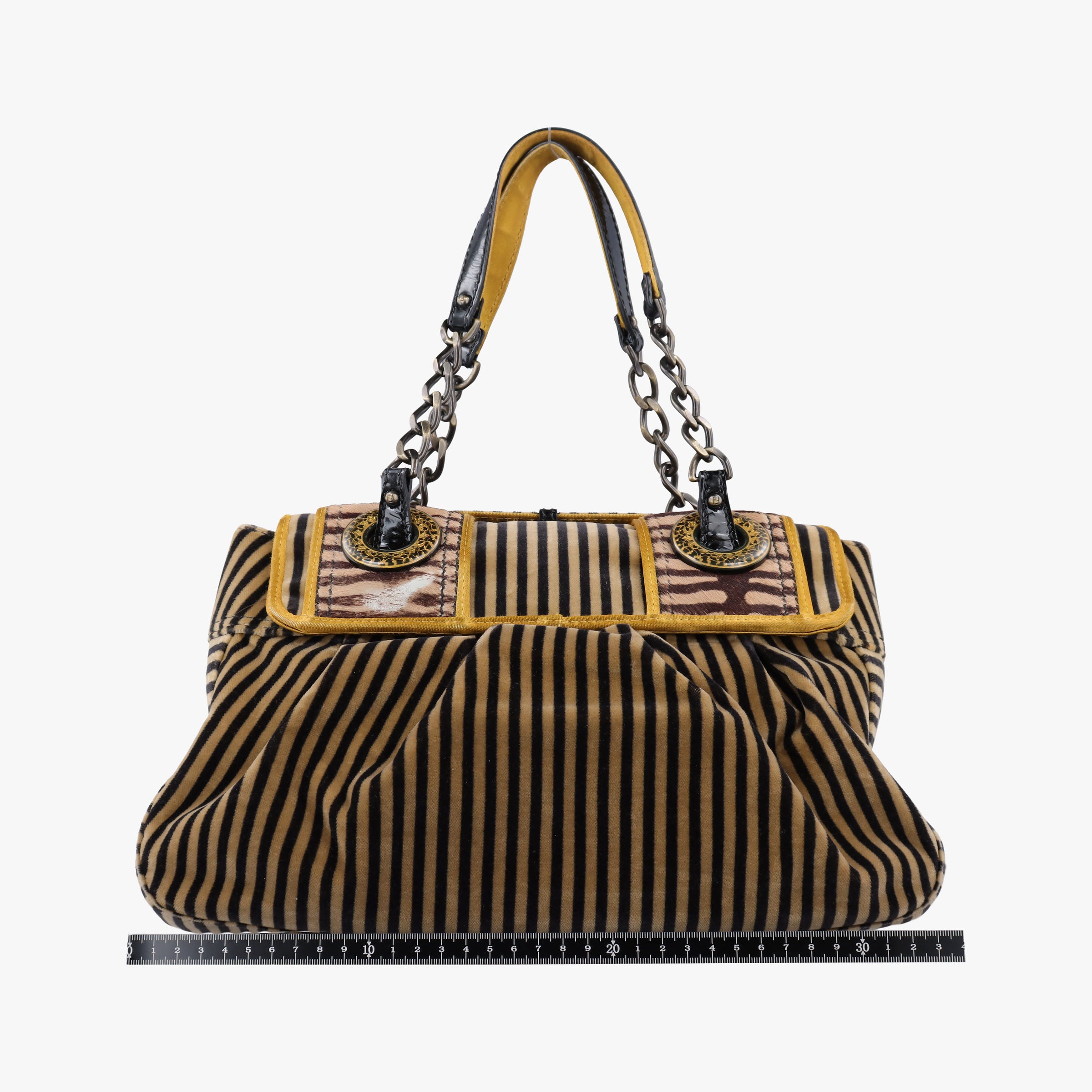 Pre-owned Fendi B Bag Brown Velvet × Fur 8BN165 shoulderbag | stylenewstar