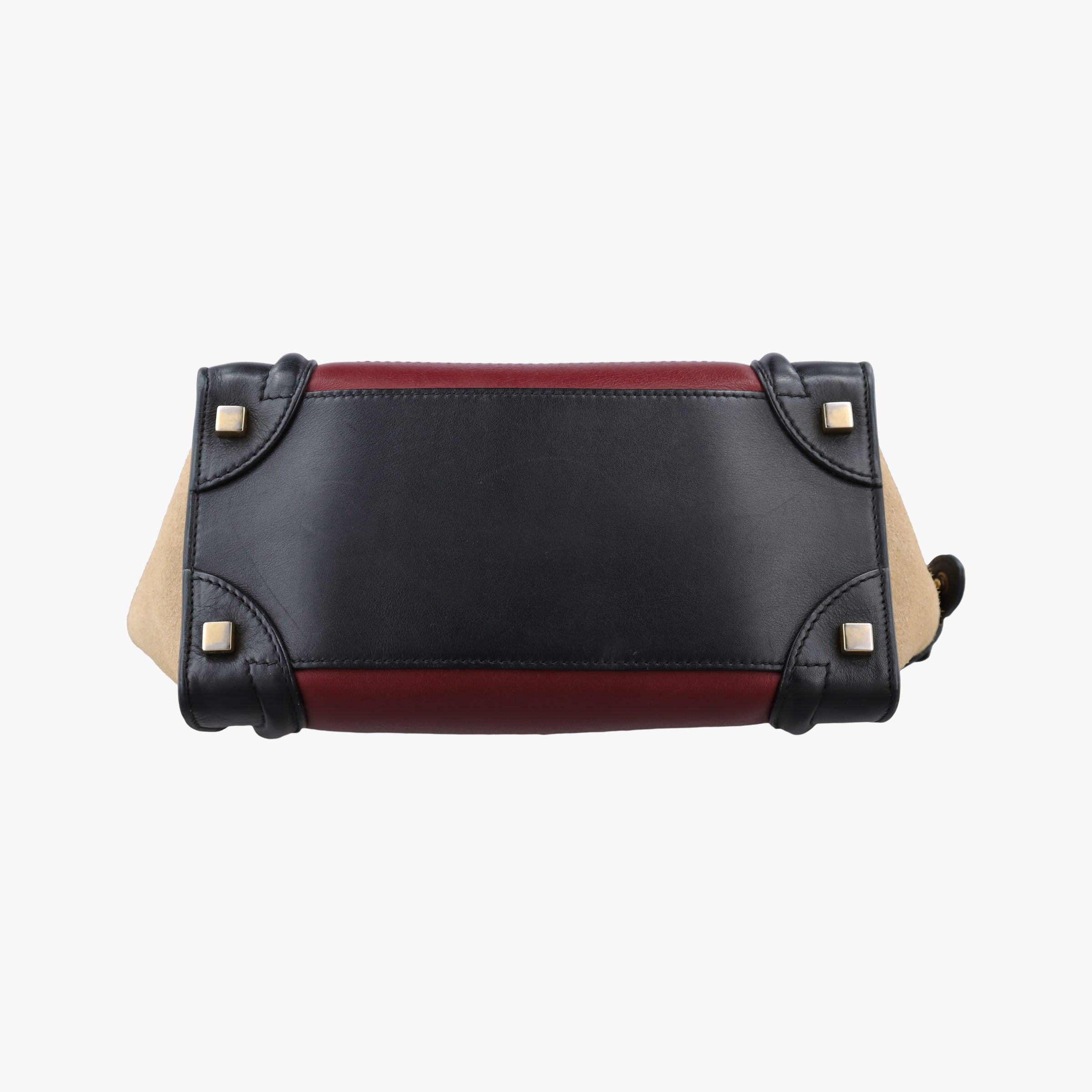 Pre-owned Celine Luggage Micro shopper Bordeaux×black×beige Suede×leather  handbag | stylenewstar
