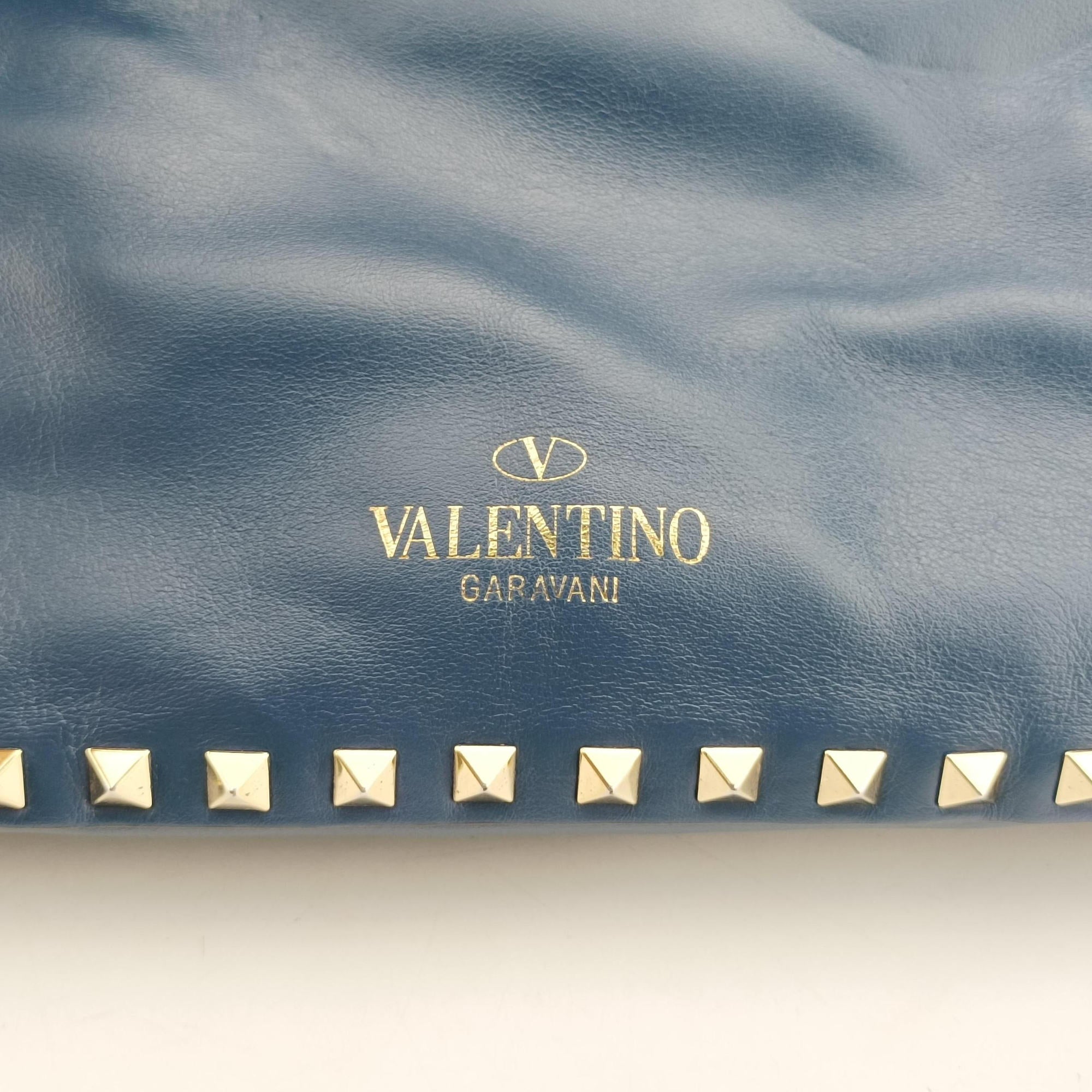 Pre-owned Valentino Rockstud Navy Leather  shoulderbag | stylenewstar
