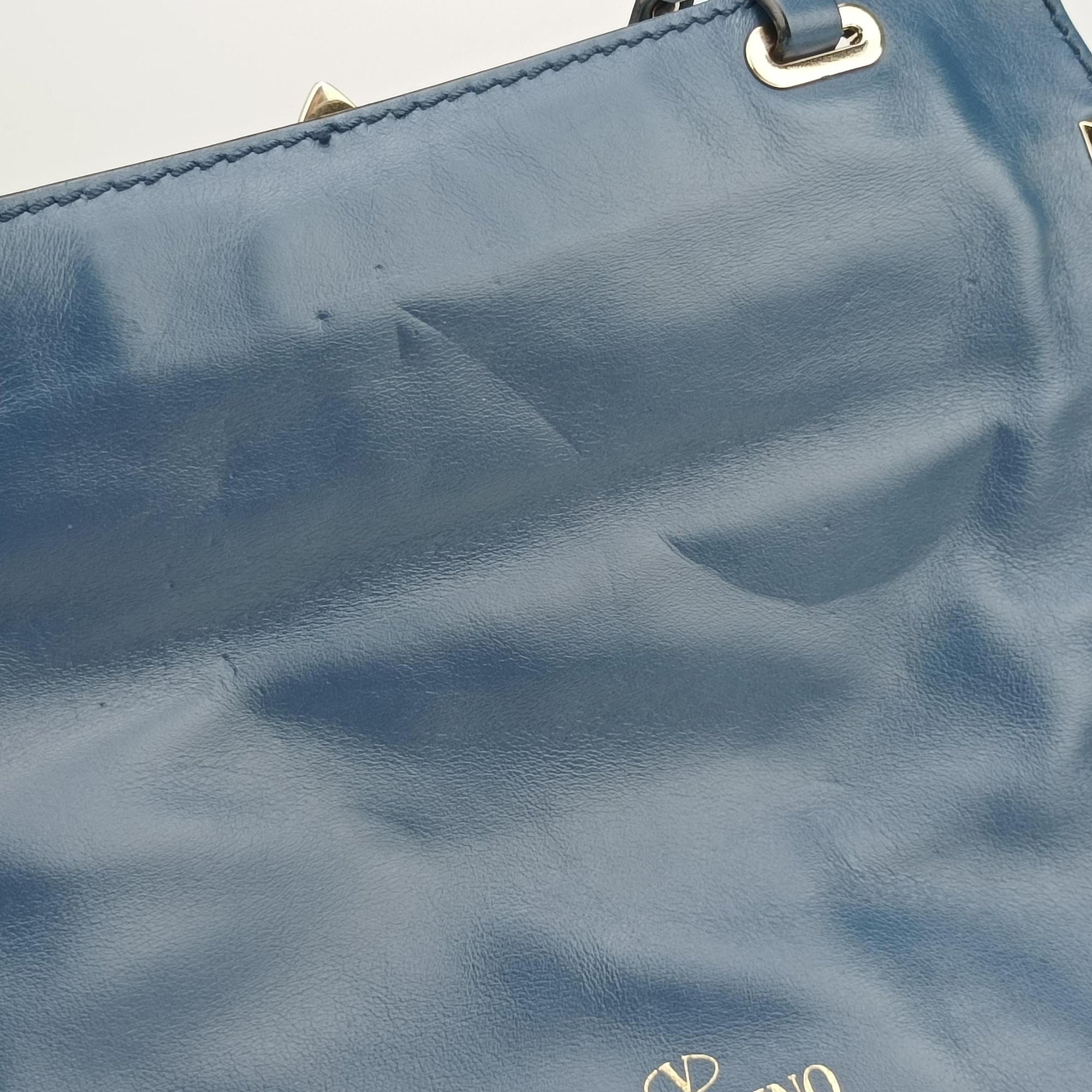 Pre-owned Valentino Rockstud Navy Leather  shoulderbag | stylenewstar