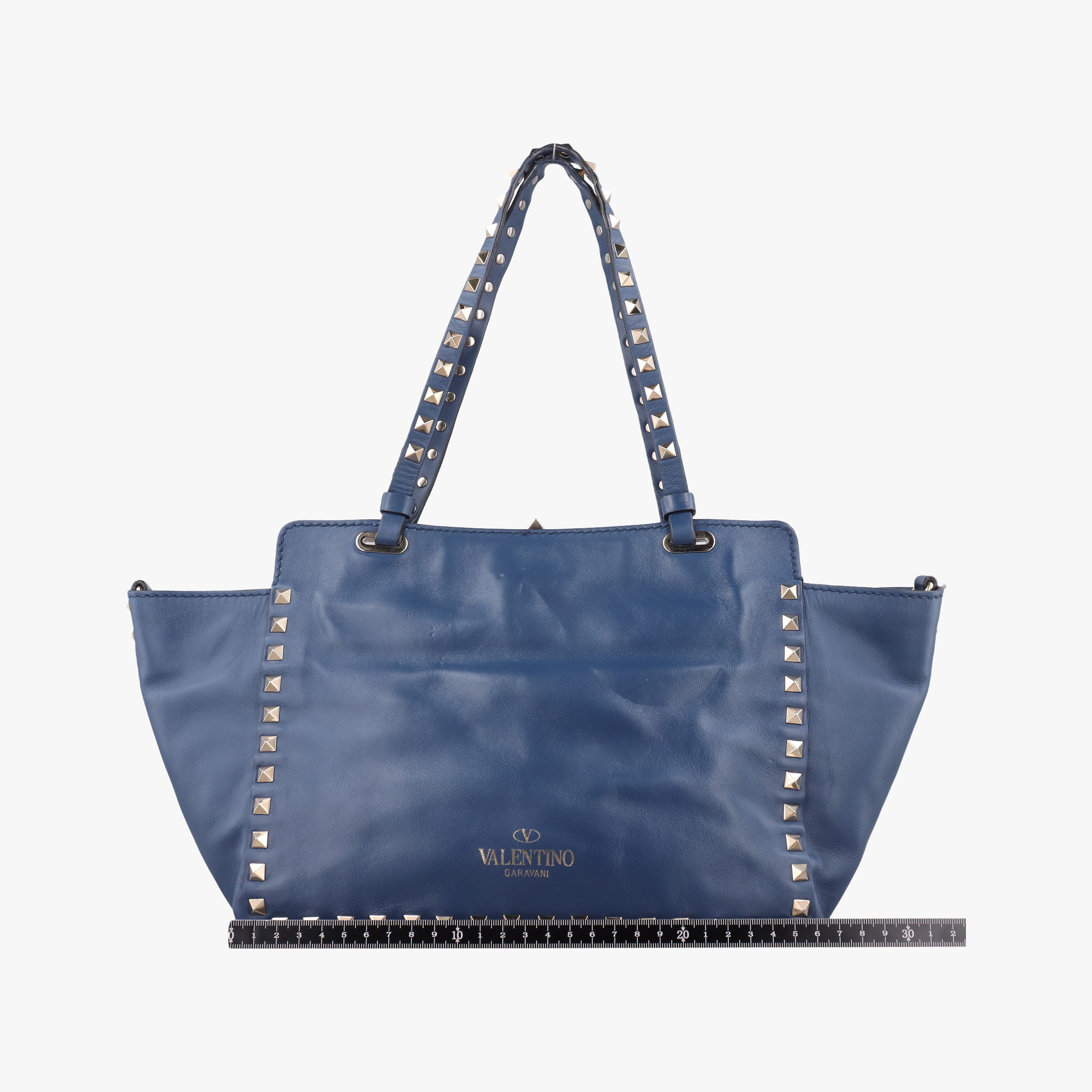 Pre-owned Valentino Rockstud Navy Leather  shoulderbag | stylenewstar