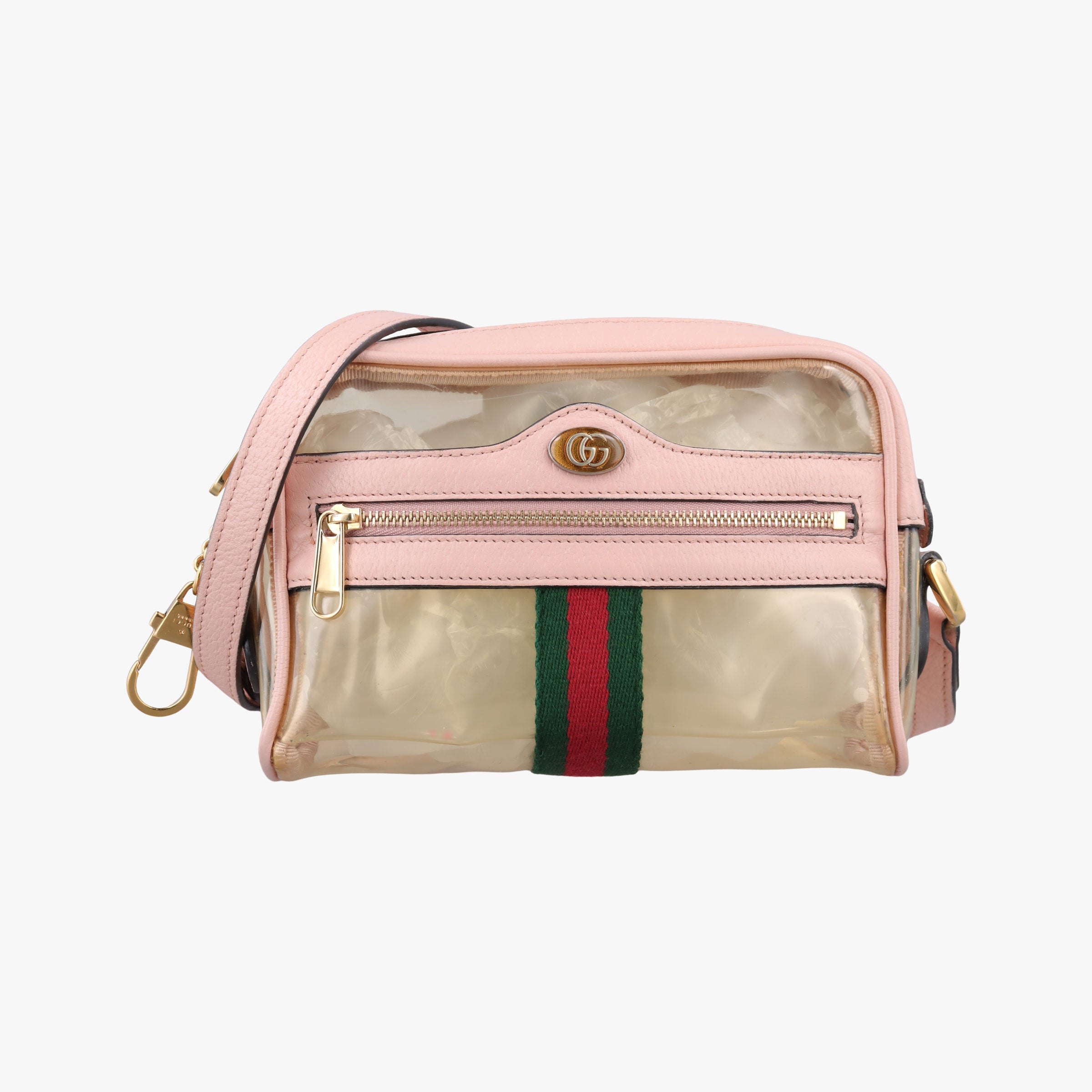 Pre-owned Gucci OPHIDIA Pink×Transparent PVC coated canvas 517350 shoulderbag | stylenewstar