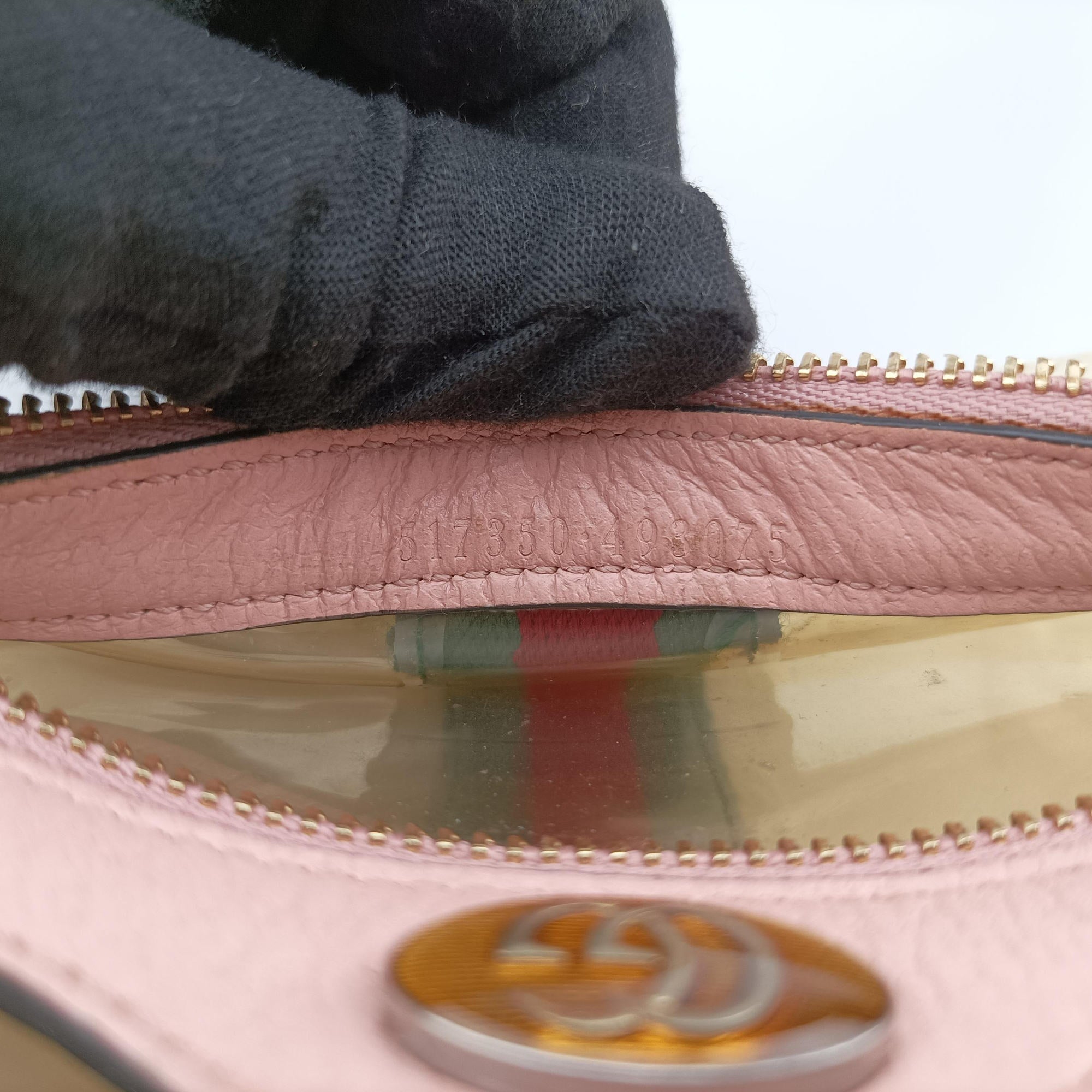 Pre-owned Gucci OPHIDIA Pink×Transparent PVC coated canvas 517350 shoulderbag | stylenewstar