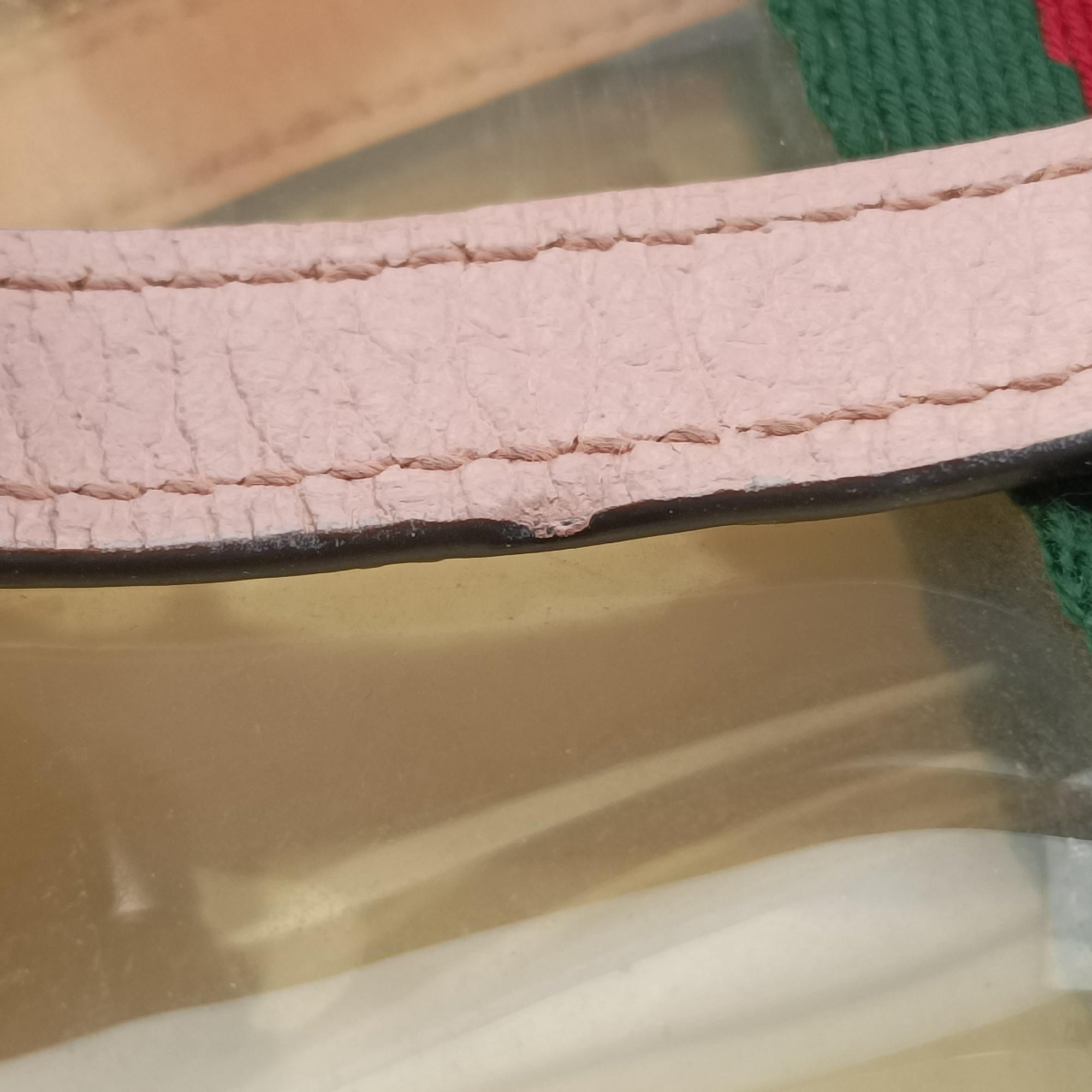Pre-owned Gucci OPHIDIA Pink×Transparent PVC coated canvas 517350 shoulderbag | stylenewstar