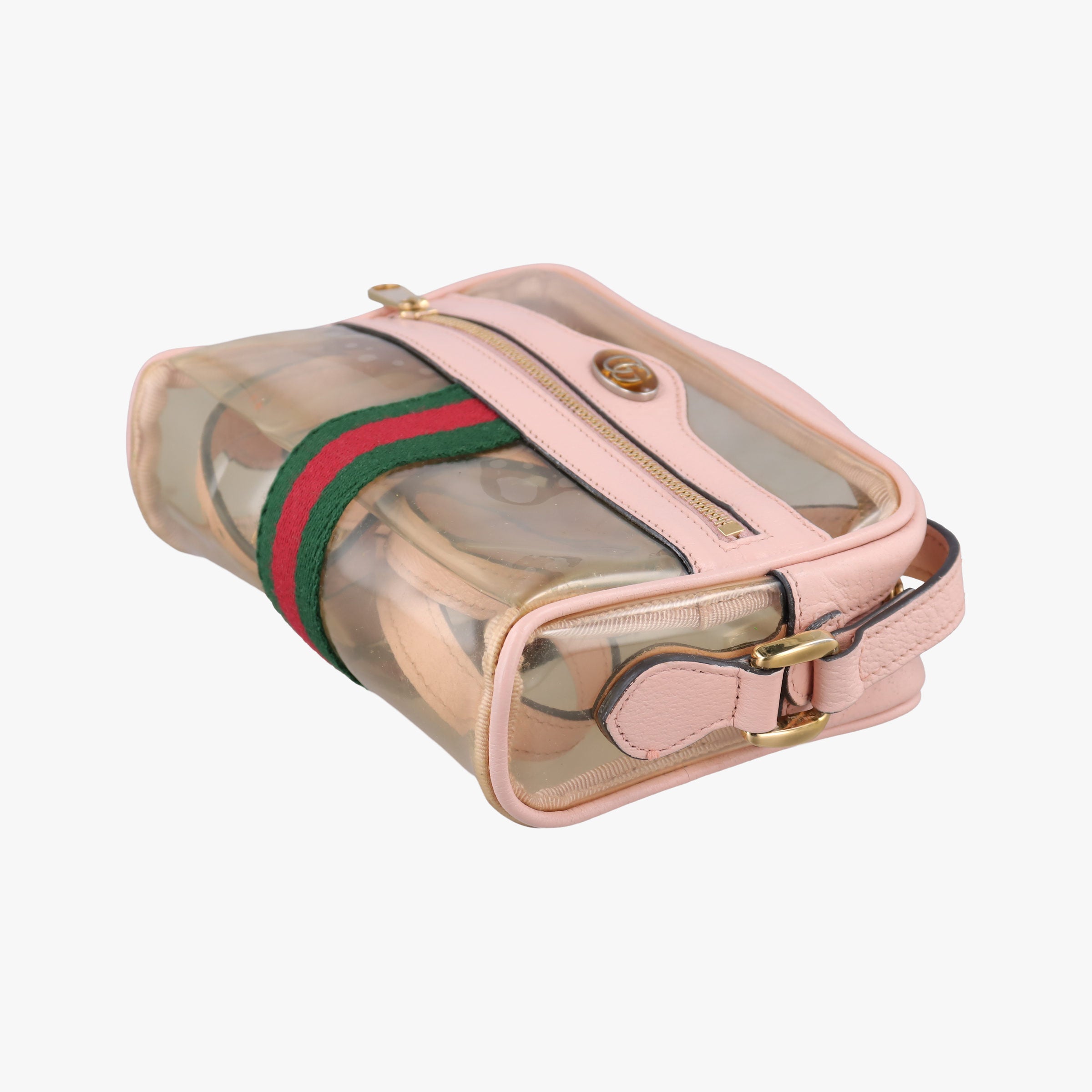 Pre-owned Gucci OPHIDIA Pink×Transparent PVC coated canvas 517350 shoulderbag | stylenewstar