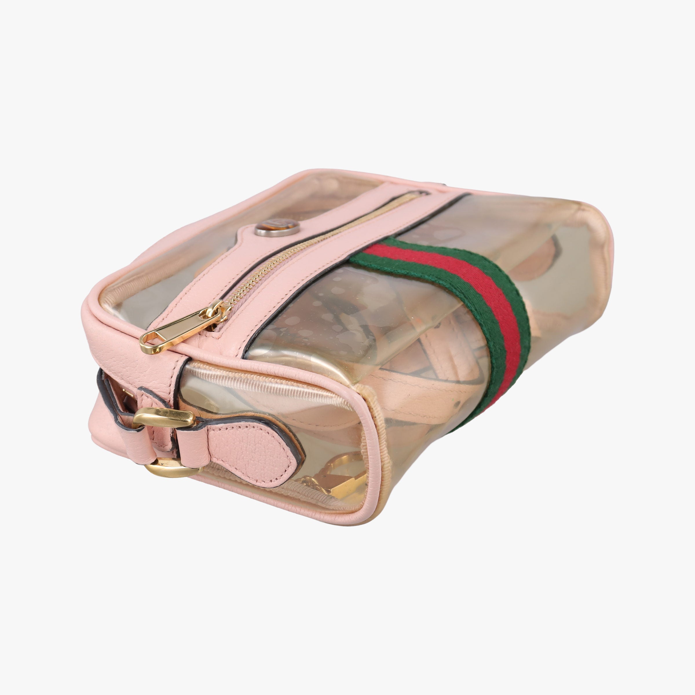 Pre-owned Gucci OPHIDIA Pink×Transparent PVC coated canvas 517350 shoulderbag | stylenewstar
