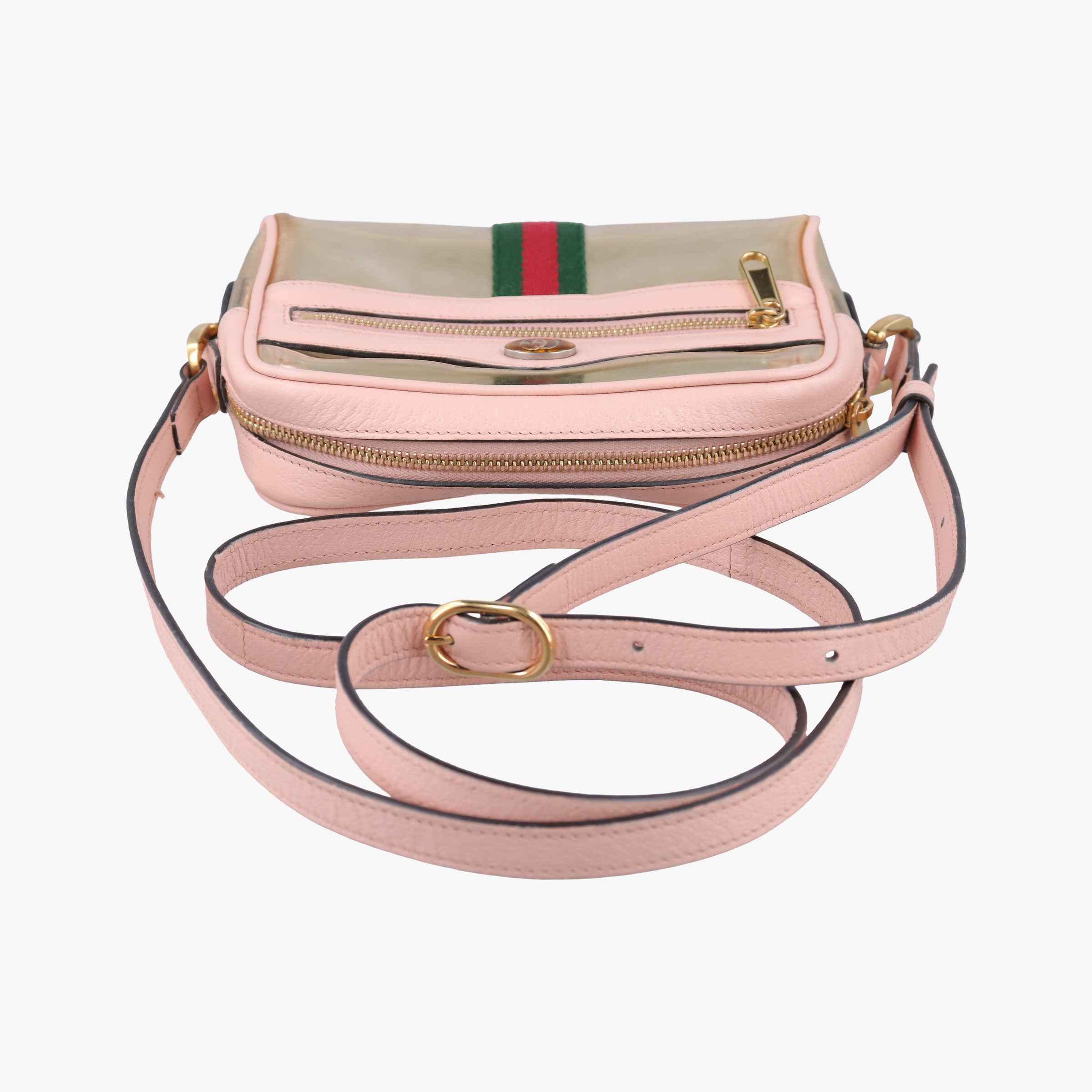 Pre-owned Gucci OPHIDIA Pink×Transparent PVC coated canvas 517350 shoulderbag | stylenewstar