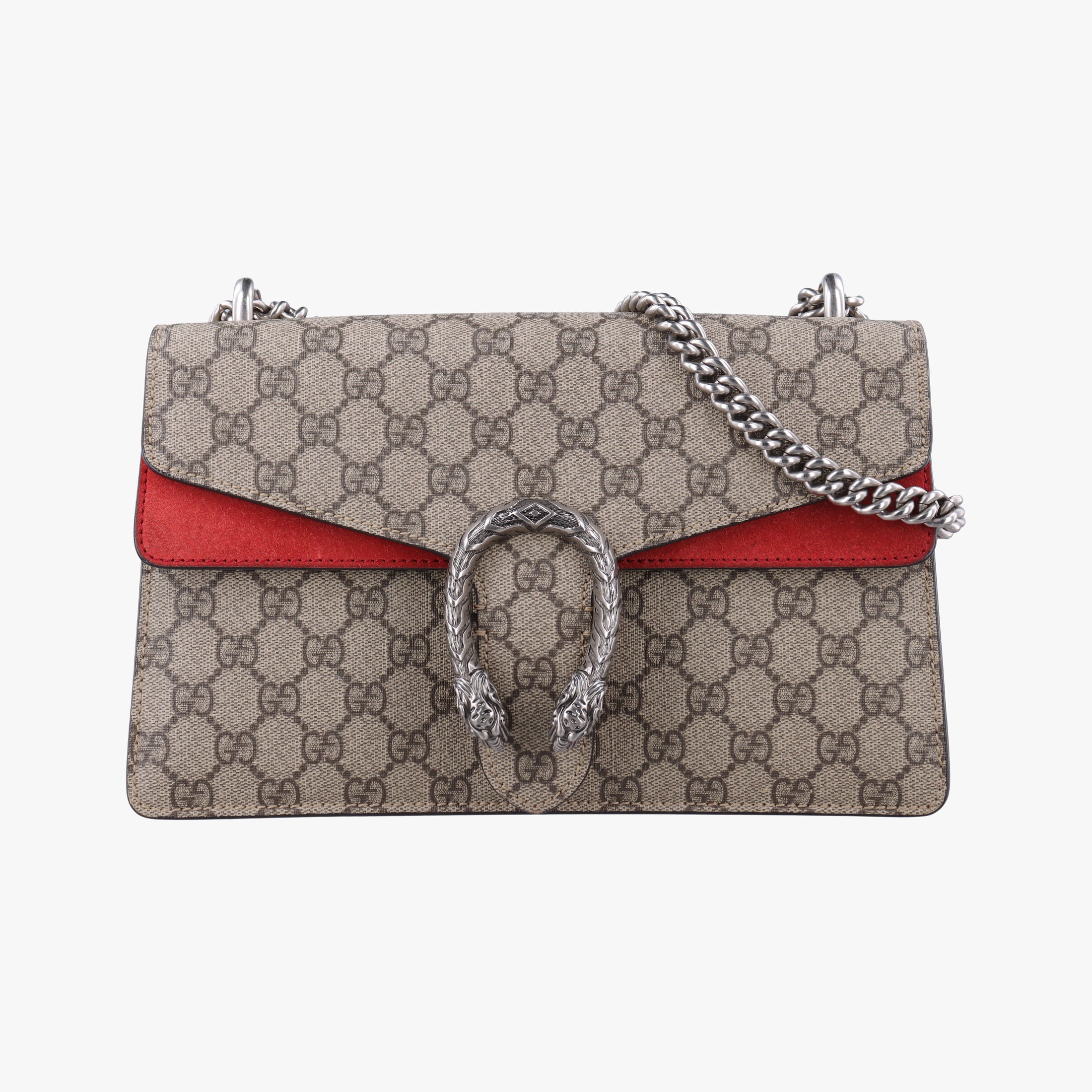 Pre-owned Gucci Dionysus beige×red PVC coated canvas×suede 400249 shoulderbag | stylenewstar