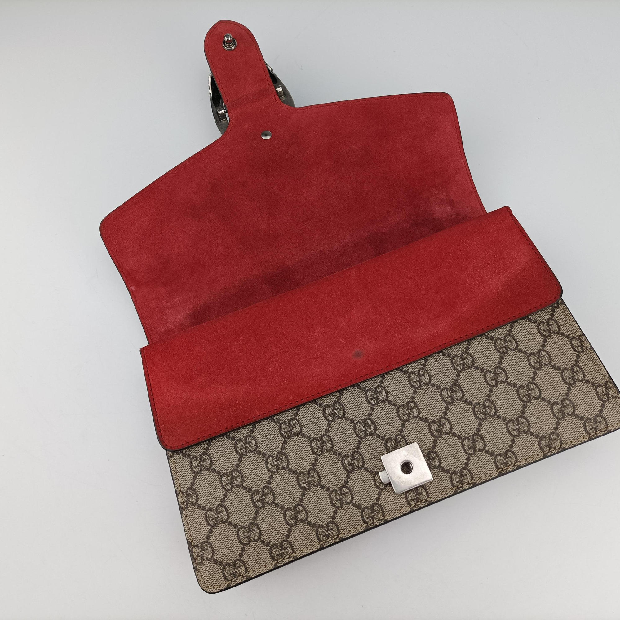 Pre-owned Gucci Dionysus beige×red PVC coated canvas×suede 400249 shoulderbag | stylenewstar