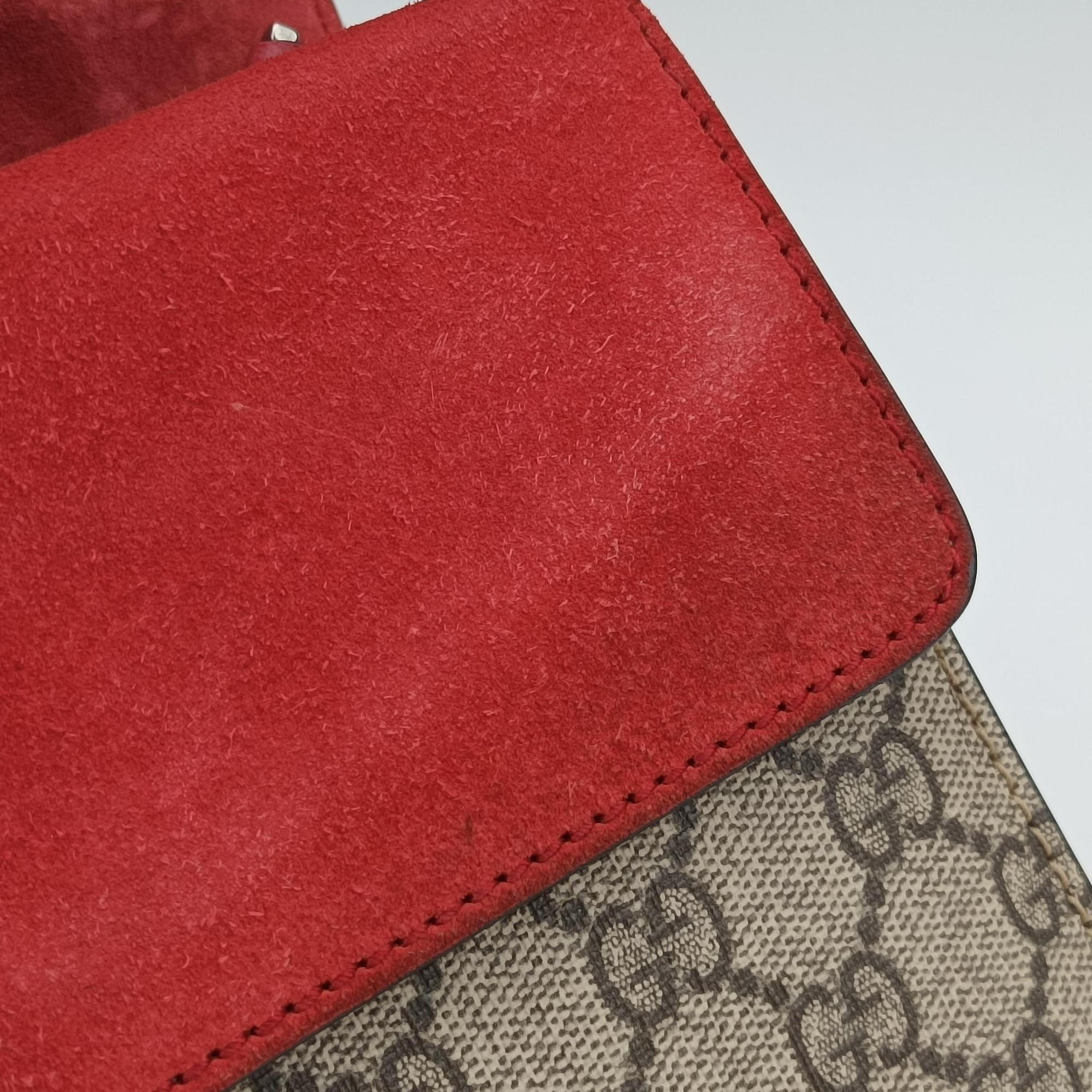 Pre-owned Gucci Dionysus beige×red PVC coated canvas×suede 400249 shoulderbag | stylenewstar