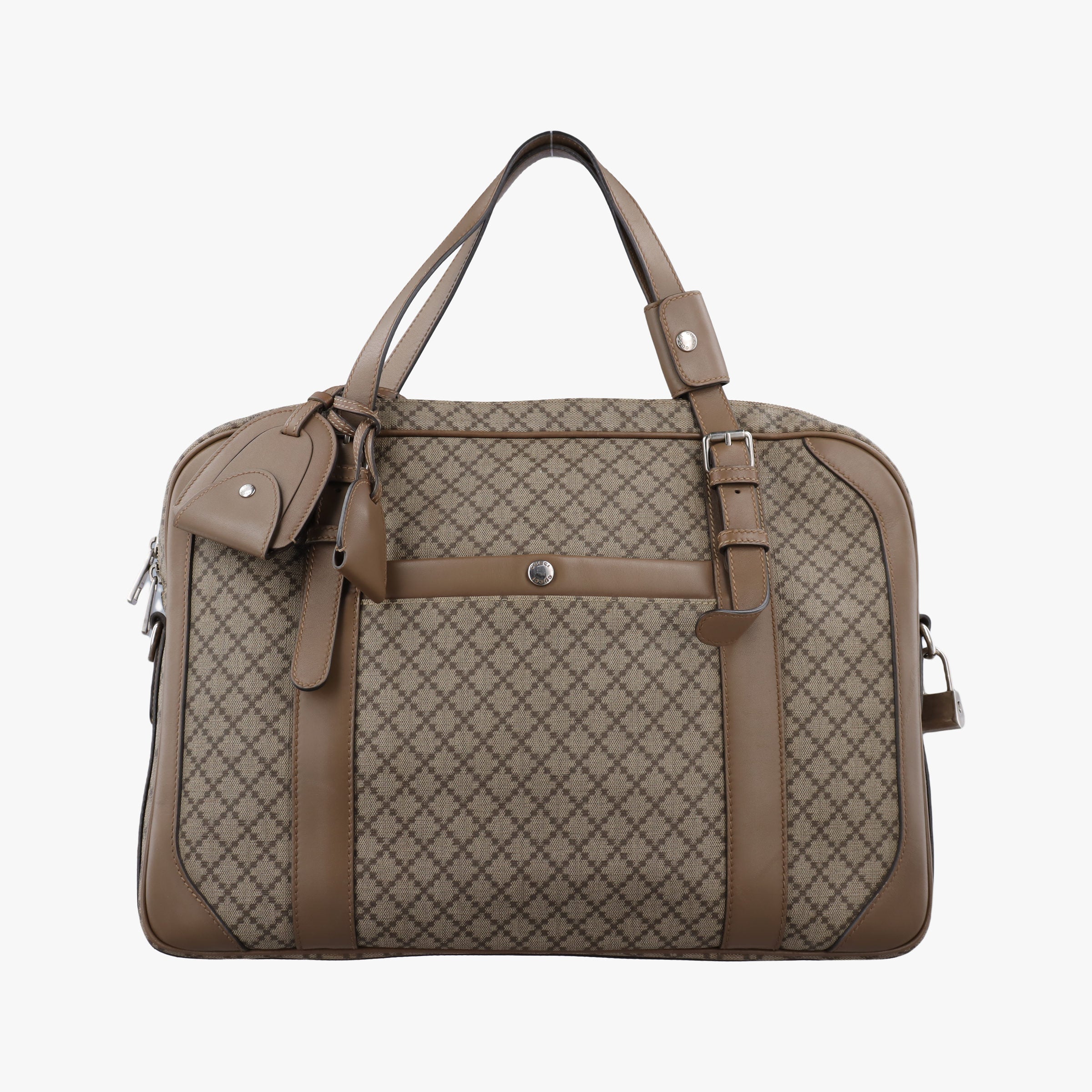 Pre-owned Gucci Diamante business Brown PVC coated canvas×Leather 267898 handbag | stylenewstar