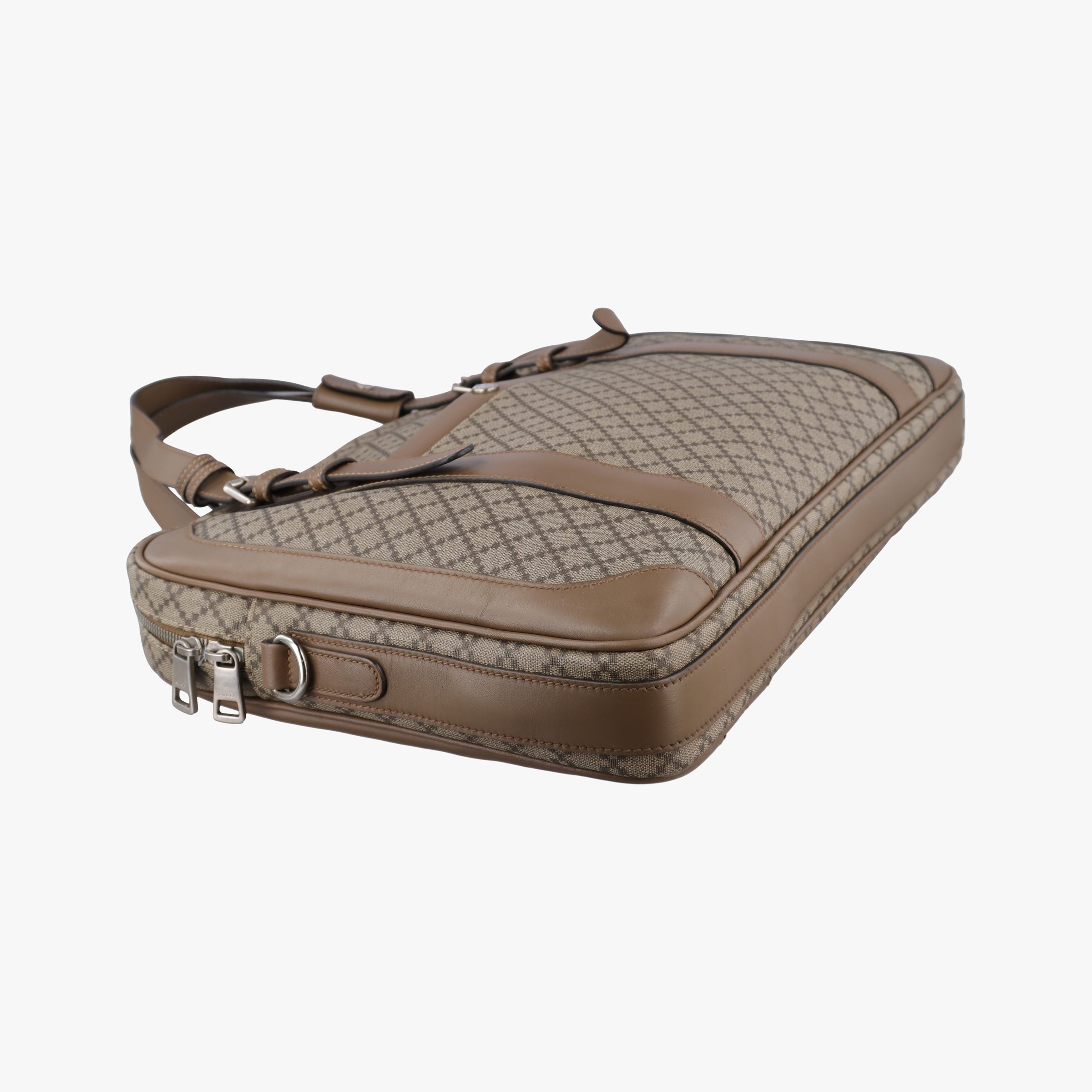 Pre-owned Gucci Diamante business Brown PVC coated canvas×Leather 267898 handbag | stylenewstar