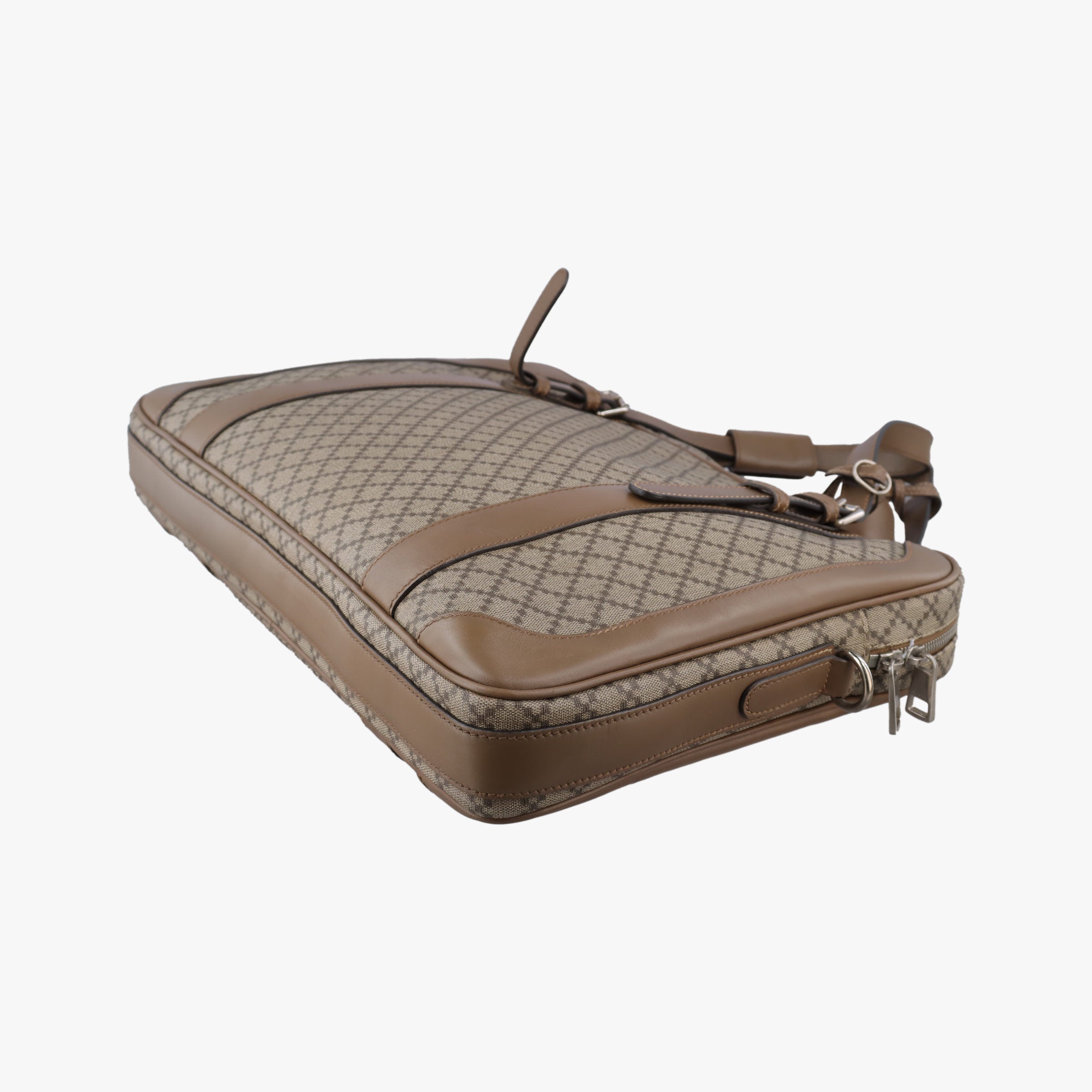 Pre-owned Gucci Diamante business Brown PVC coated canvas×Leather 267898 handbag | stylenewstar