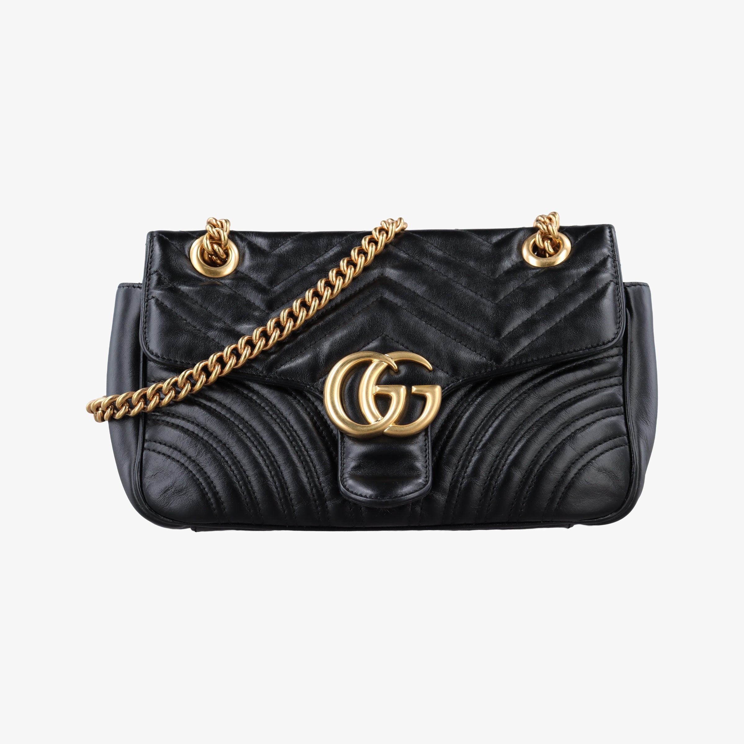 Pre-owned Gucci GG Marmont Black Leather 443497 shoulderbag | stylenewstar