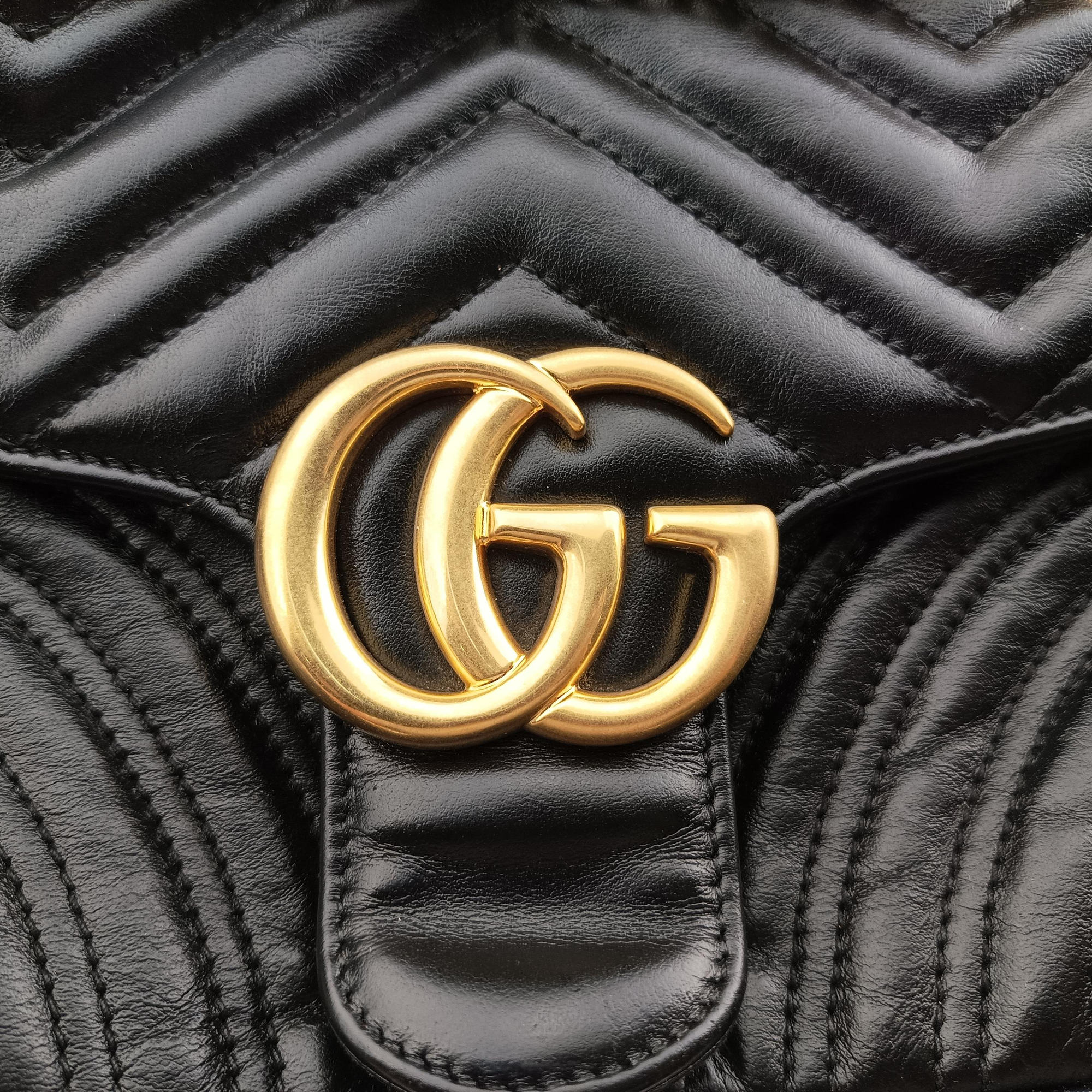 Pre-owned Gucci GG Marmont Black Leather 443497 shoulderbag | stylenewstar