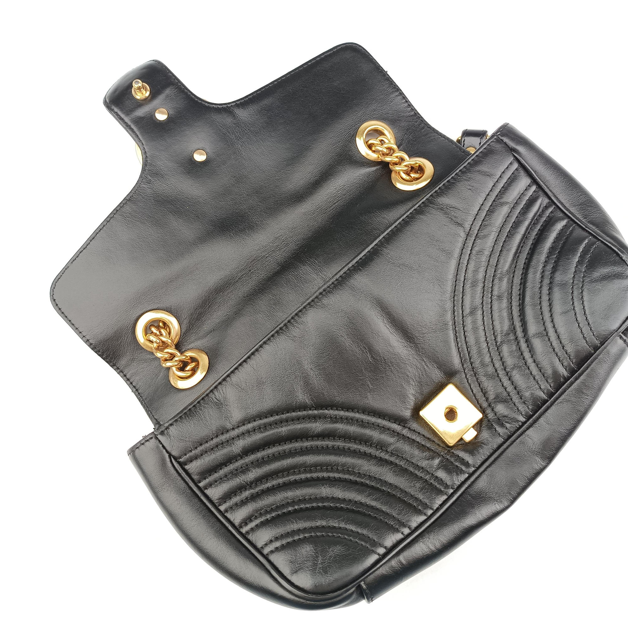 Pre-owned Gucci GG Marmont Black Leather 443497 shoulderbag | stylenewstar