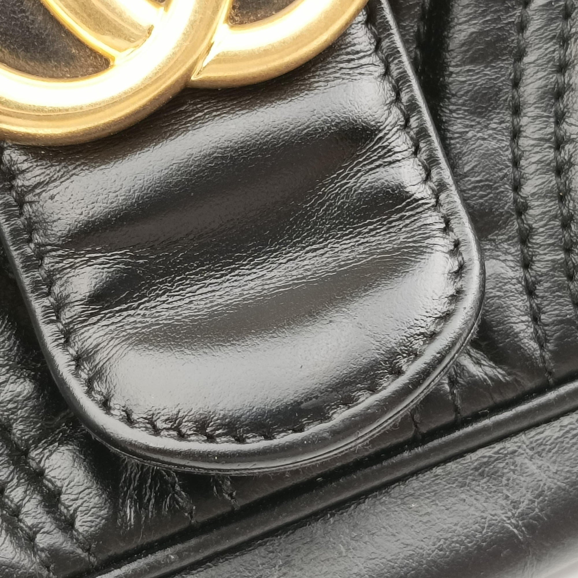 Pre-owned Gucci GG Marmont Black Leather 443497 shoulderbag | stylenewstar