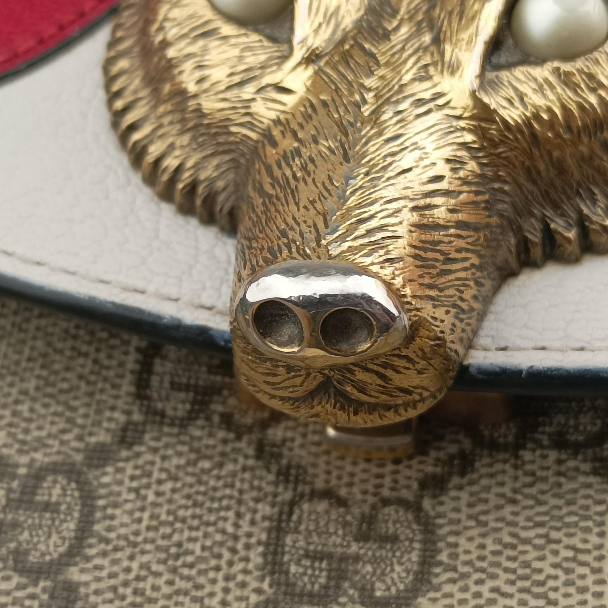 Secondhand Gucci Mini Fox Brooch Bamboo Beige×Multicolour PVC coated canvas×Leather 466428 shoulderbag | stylenewstar