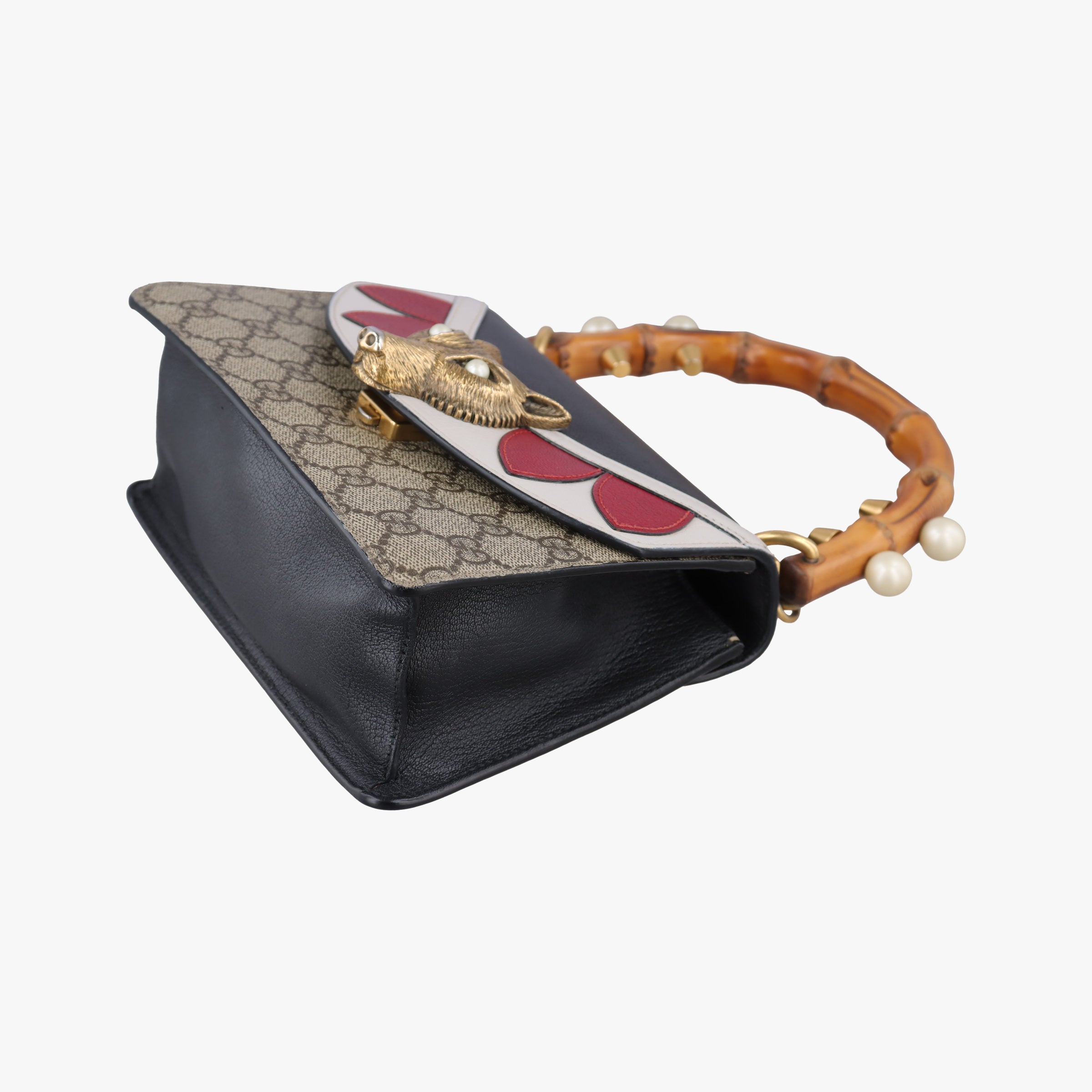 Secondhand Gucci Mini Fox Brooch Bamboo Beige×Multicolour PVC coated canvas×Leather 466428 shoulderbag | stylenewstar