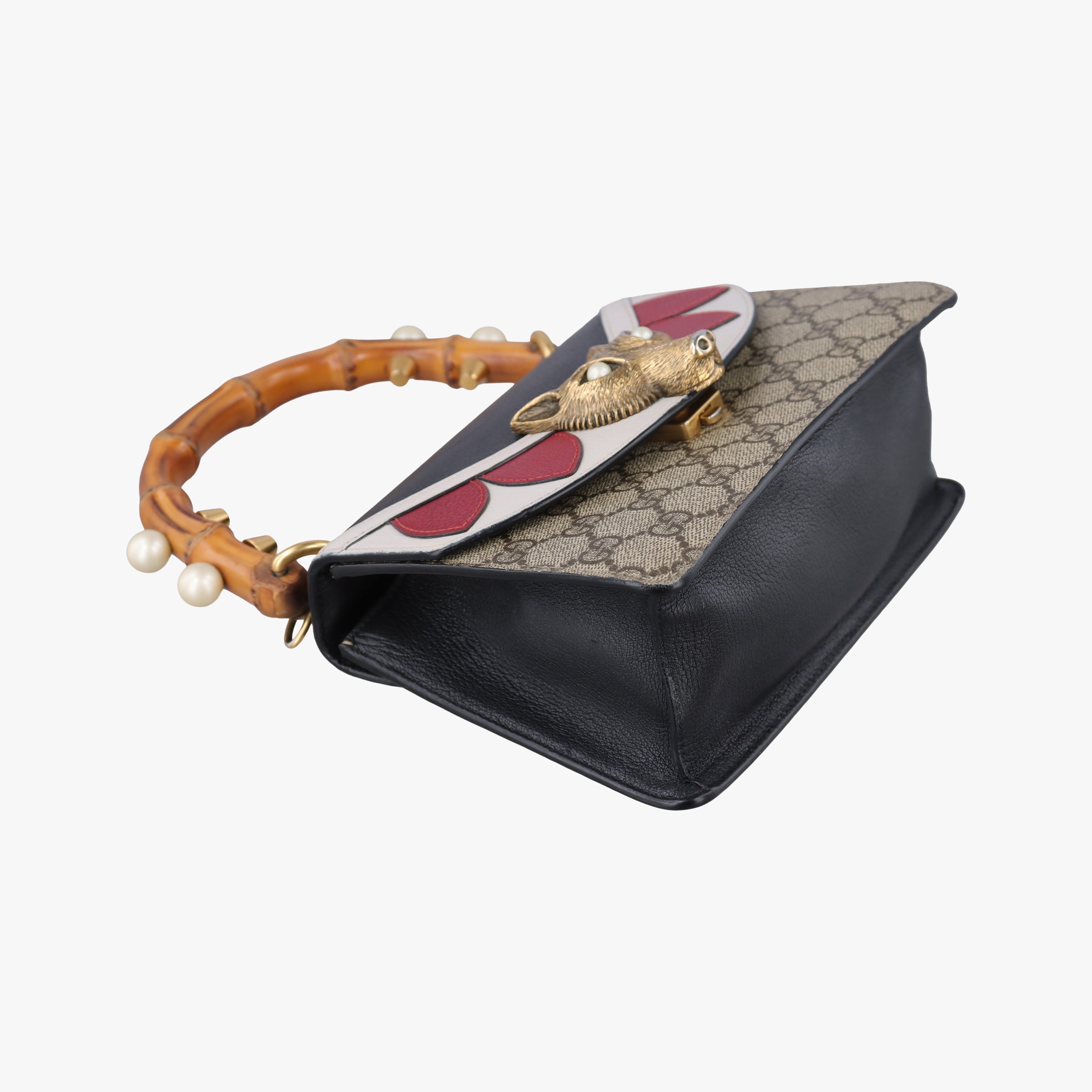 Secondhand Gucci Mini Fox Brooch Bamboo Beige×Multicolour PVC coated canvas×Leather 466428 shoulderbag | stylenewstar