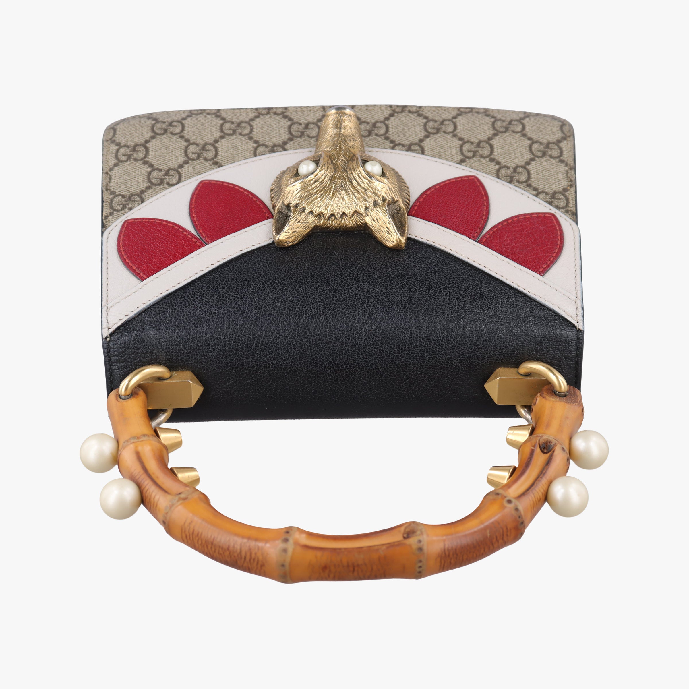 Secondhand Gucci Mini Fox Brooch Bamboo Beige×Multicolour PVC coated canvas×Leather 466428 shoulderbag | stylenewstar