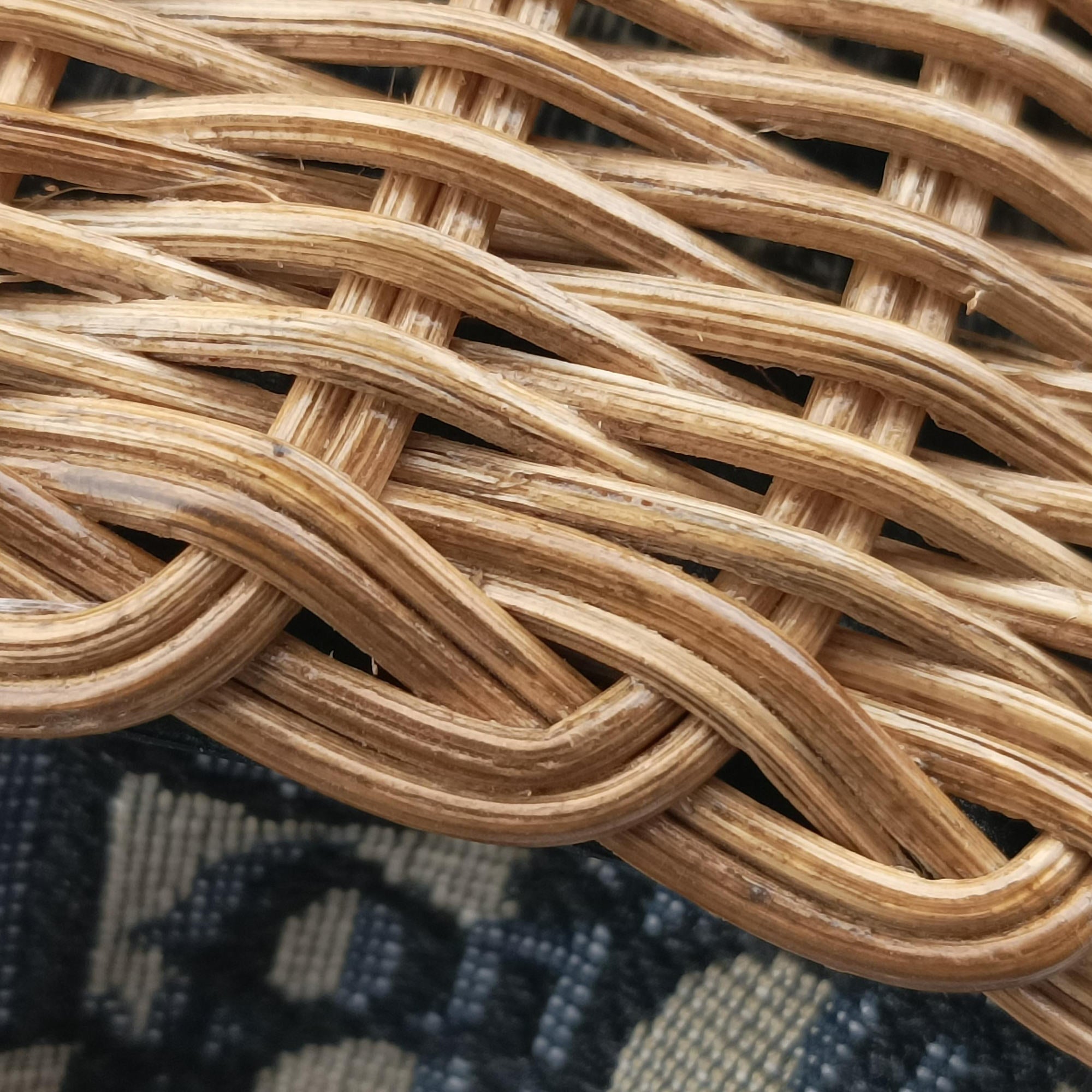 Pre-owned Christian Dior Wicker Basket Camel×Navy Natural wicker×Dior oblique jacquard  shoulderbag | stylenewstar