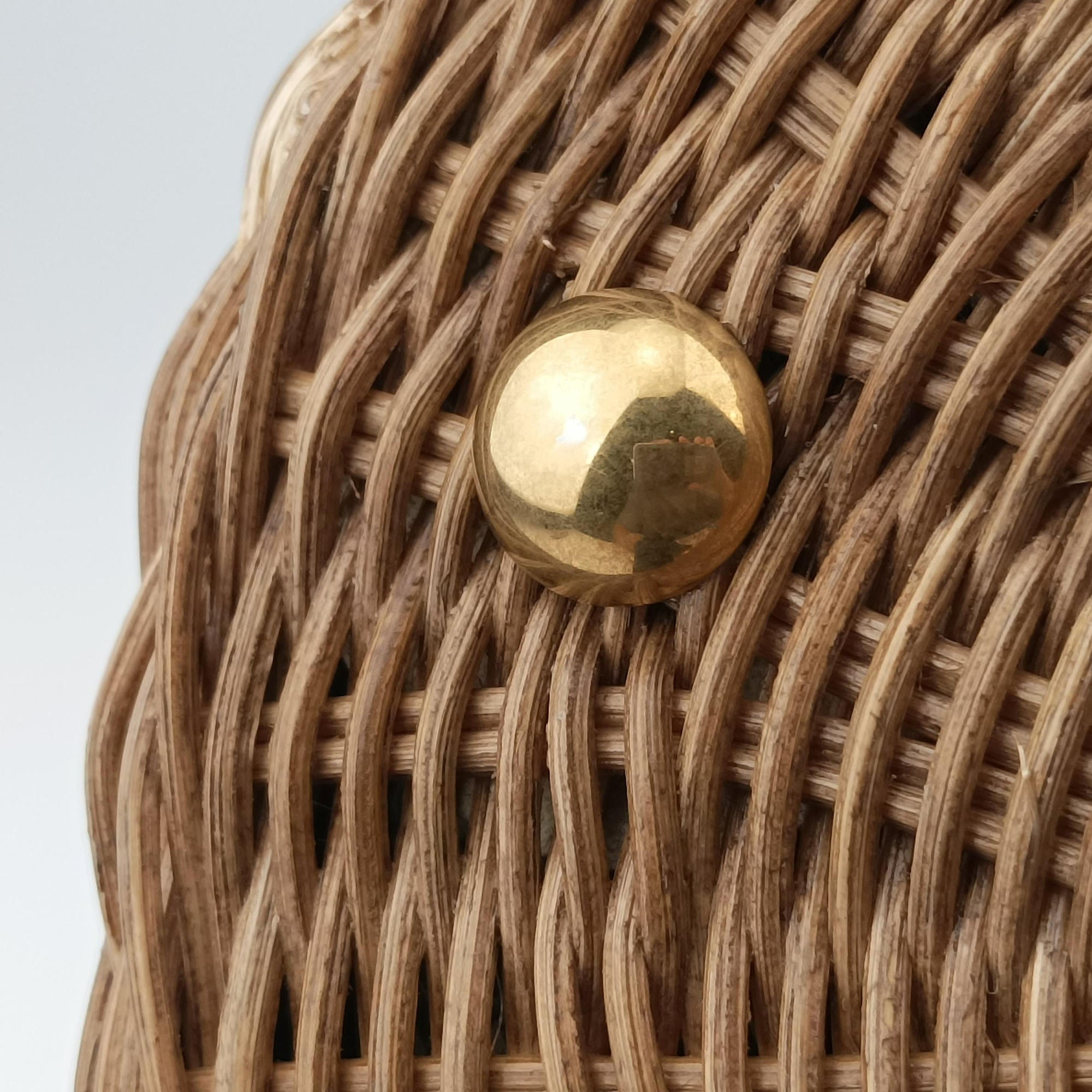 Pre-owned Christian Dior Wicker Basket Camel×Navy Natural wicker×Dior oblique jacquard  shoulderbag | stylenewstar