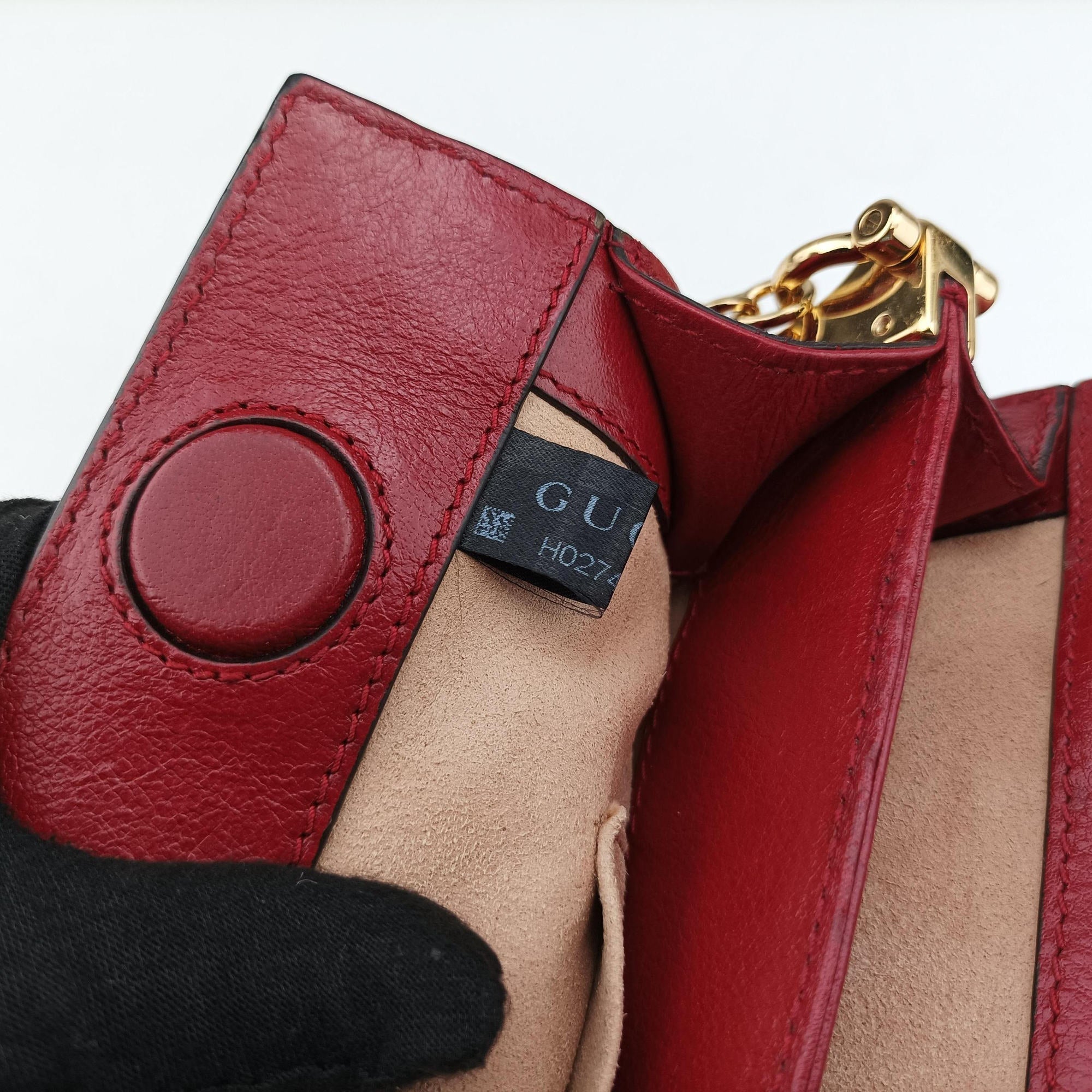 Pre-owned Gucci Ophidia Navy×red Suede×leather 503877 shoulderbag | stylenewstar
