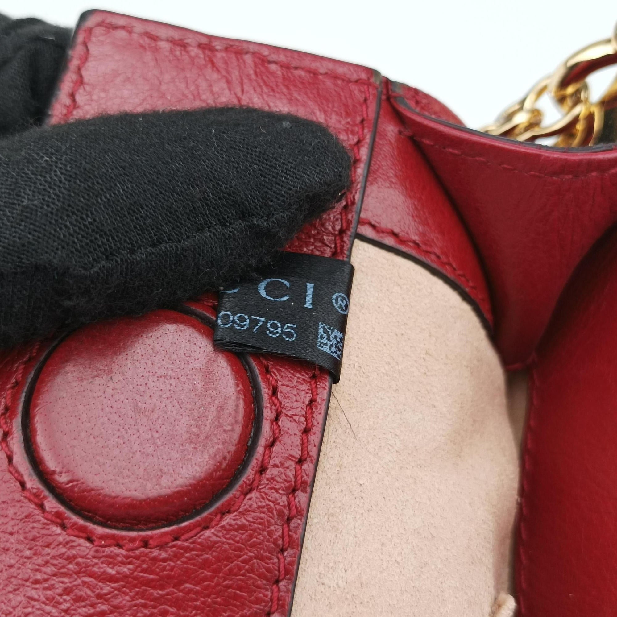 Pre-owned Gucci Ophidia Navy×red Suede×leather 503877 shoulderbag | stylenewstar