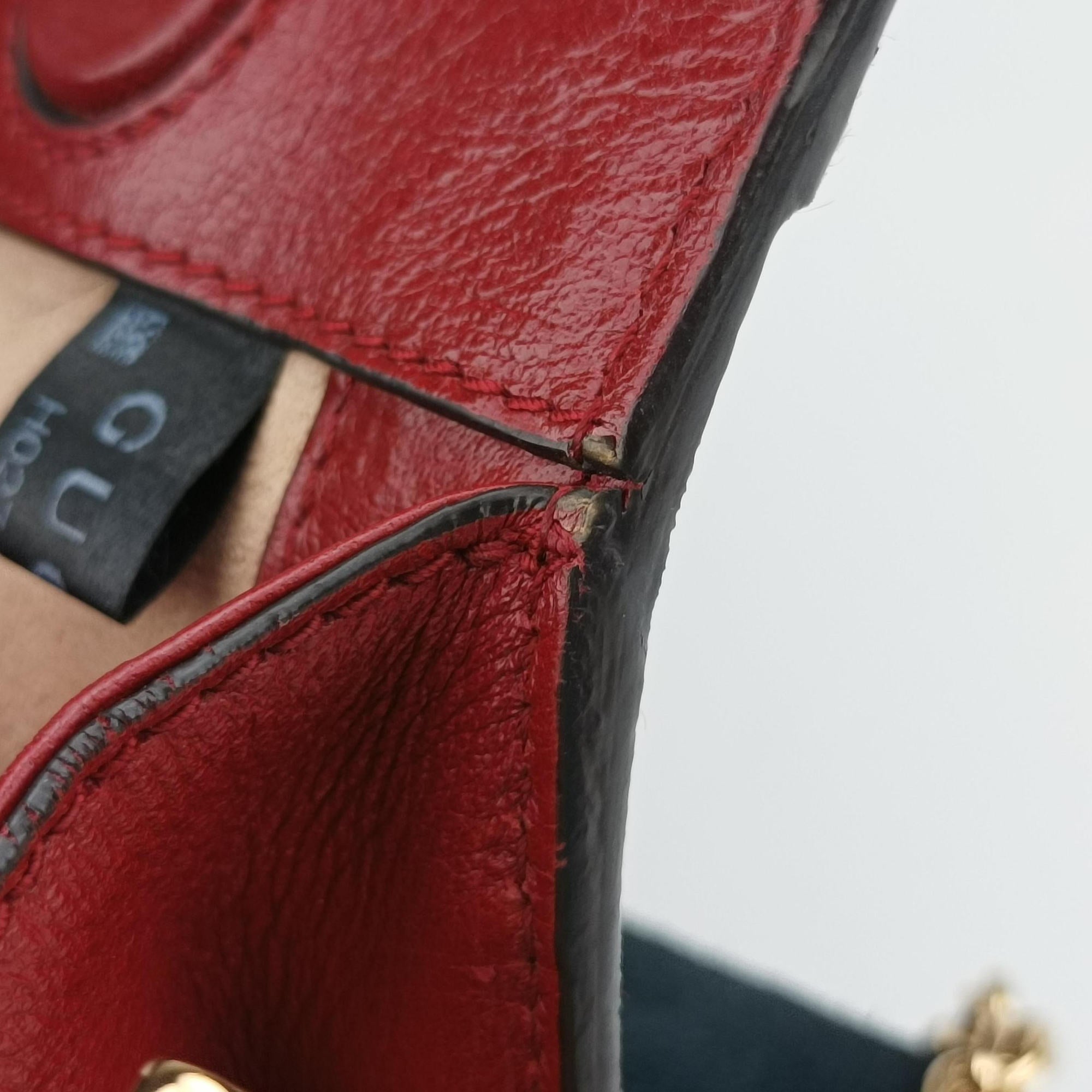 Pre-owned Gucci Ophidia Navy×red Suede×leather 503877 shoulderbag | stylenewstar
