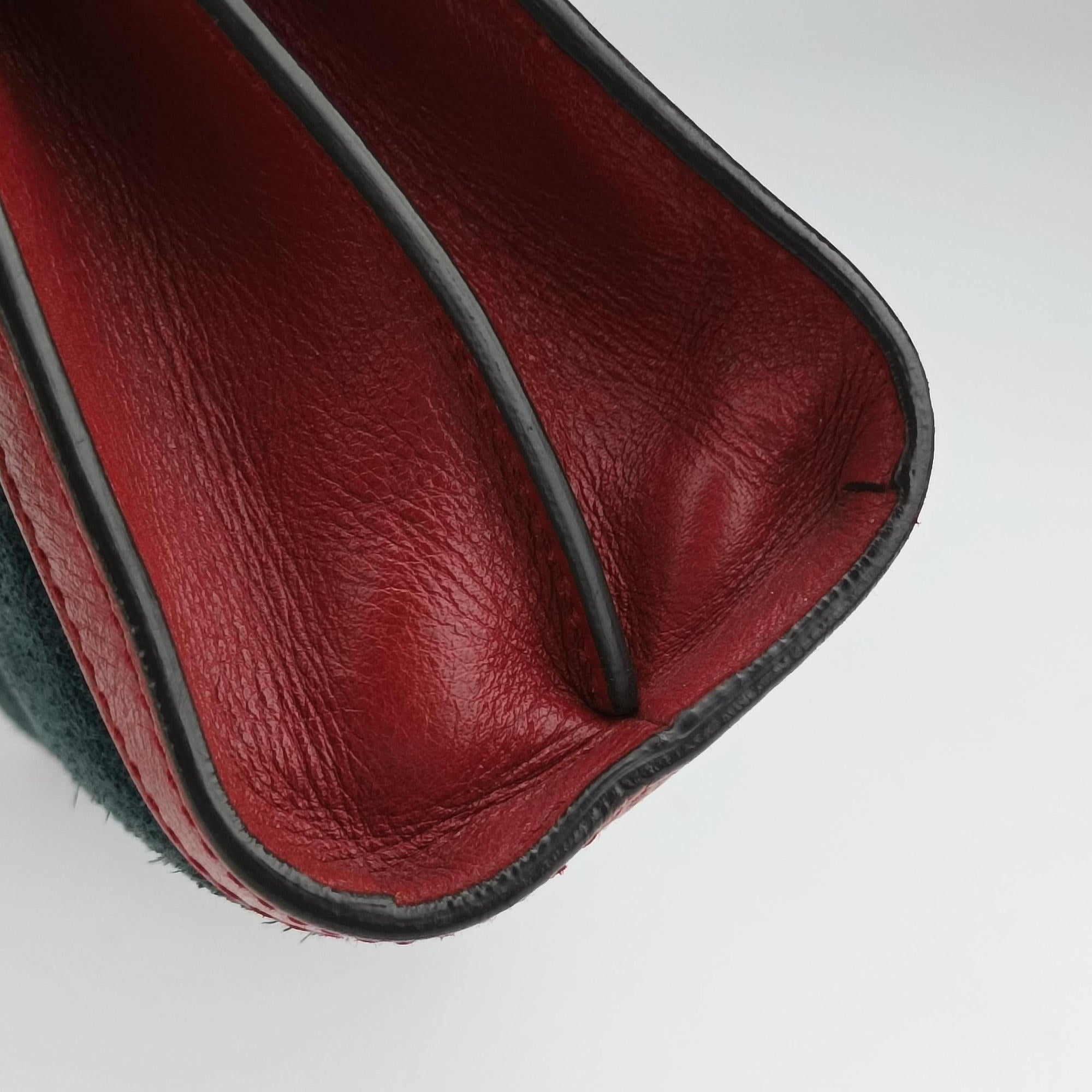 Pre-owned Gucci Ophidia Navy×red Suede×leather 503877 shoulderbag | stylenewstar