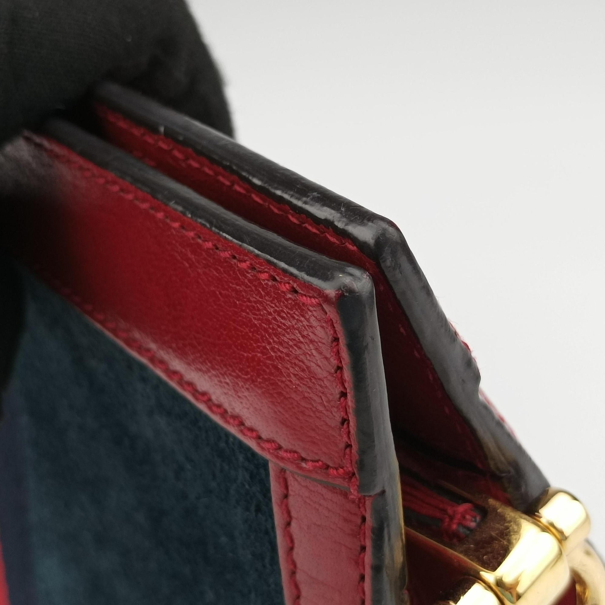 Pre-owned Gucci Ophidia Navy×red Suede×leather 503877 shoulderbag | stylenewstar