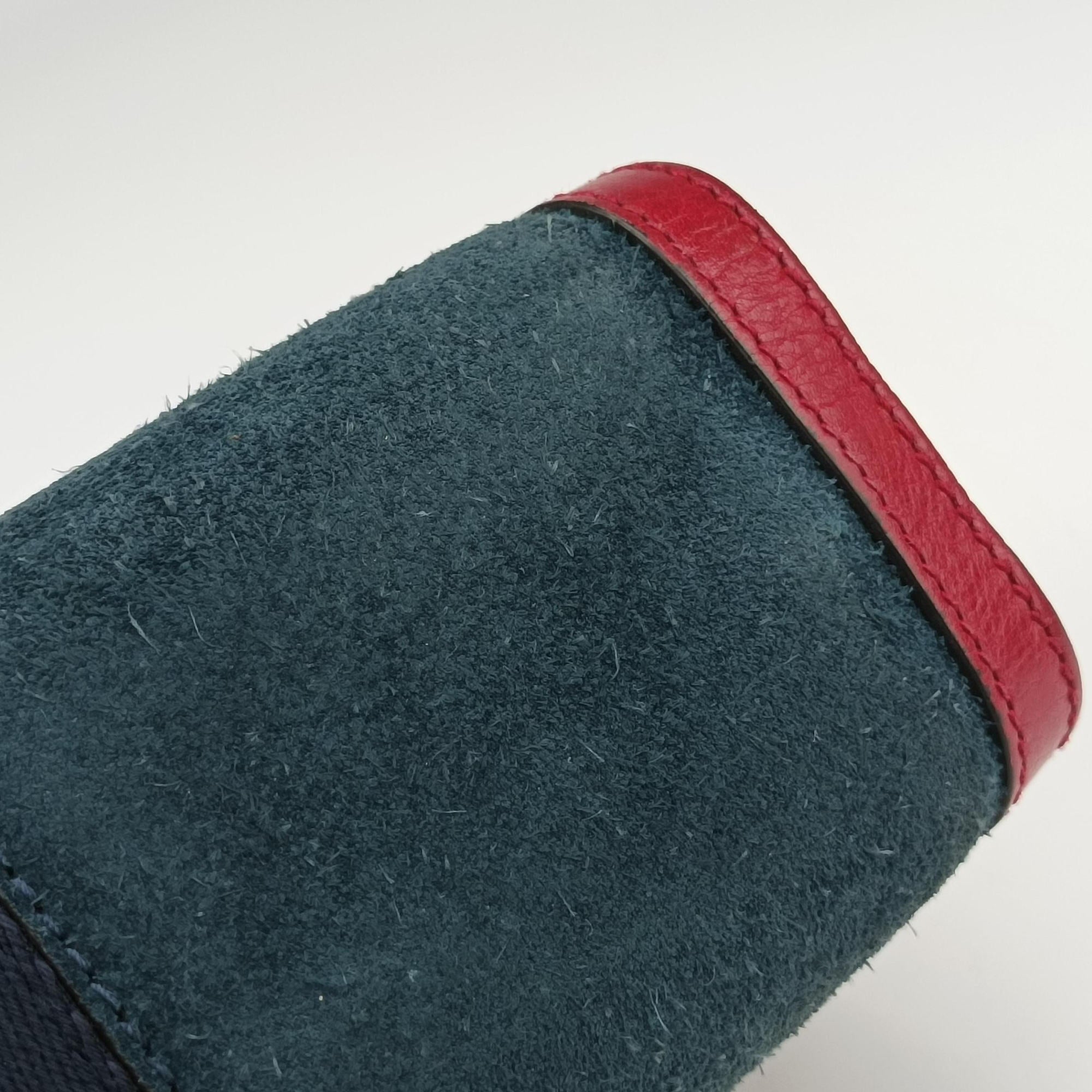 Pre-owned Gucci Ophidia Navy×red Suede×leather 503877 shoulderbag | stylenewstar