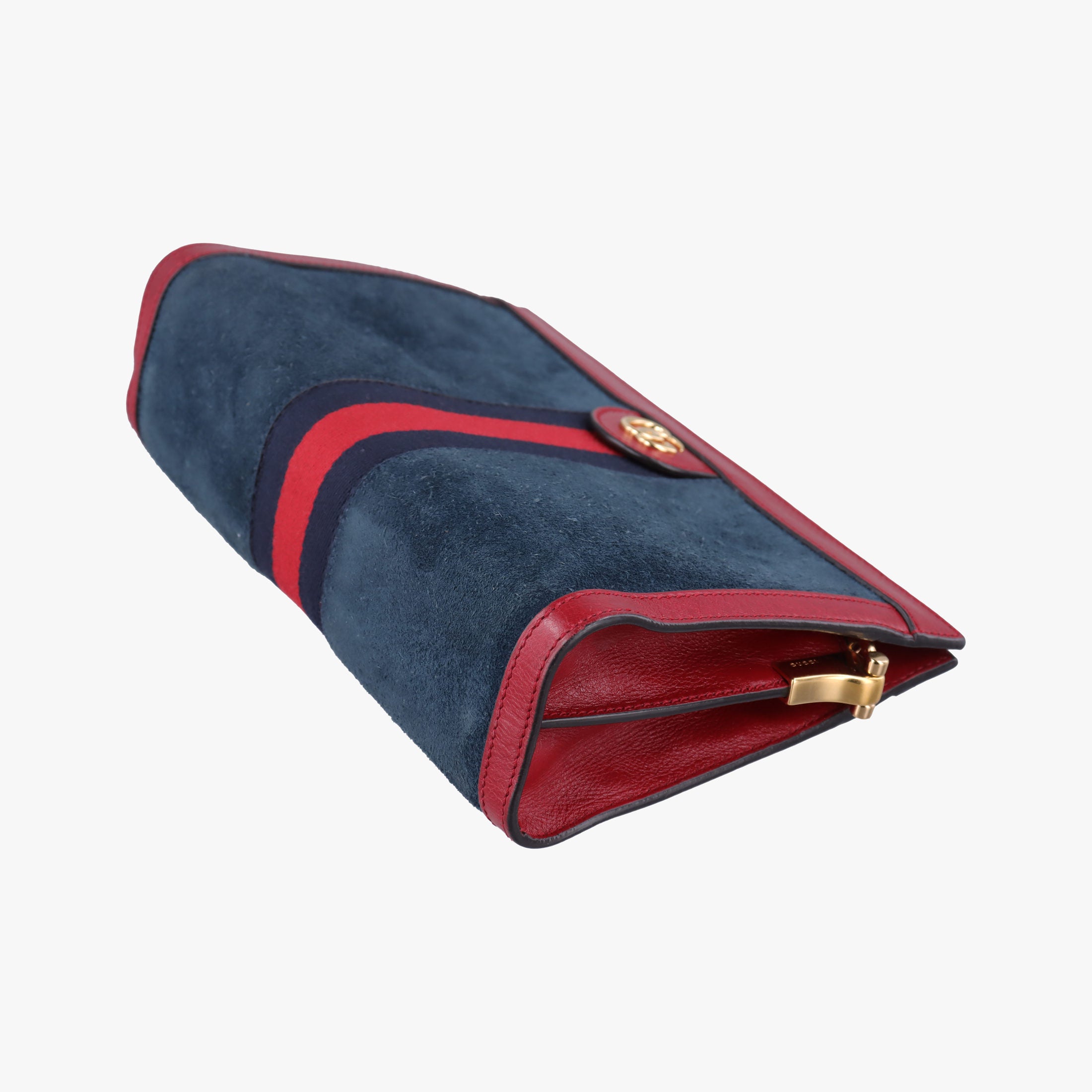 Pre-owned Gucci Ophidia Navy×red Suede×leather 503877 shoulderbag | stylenewstar