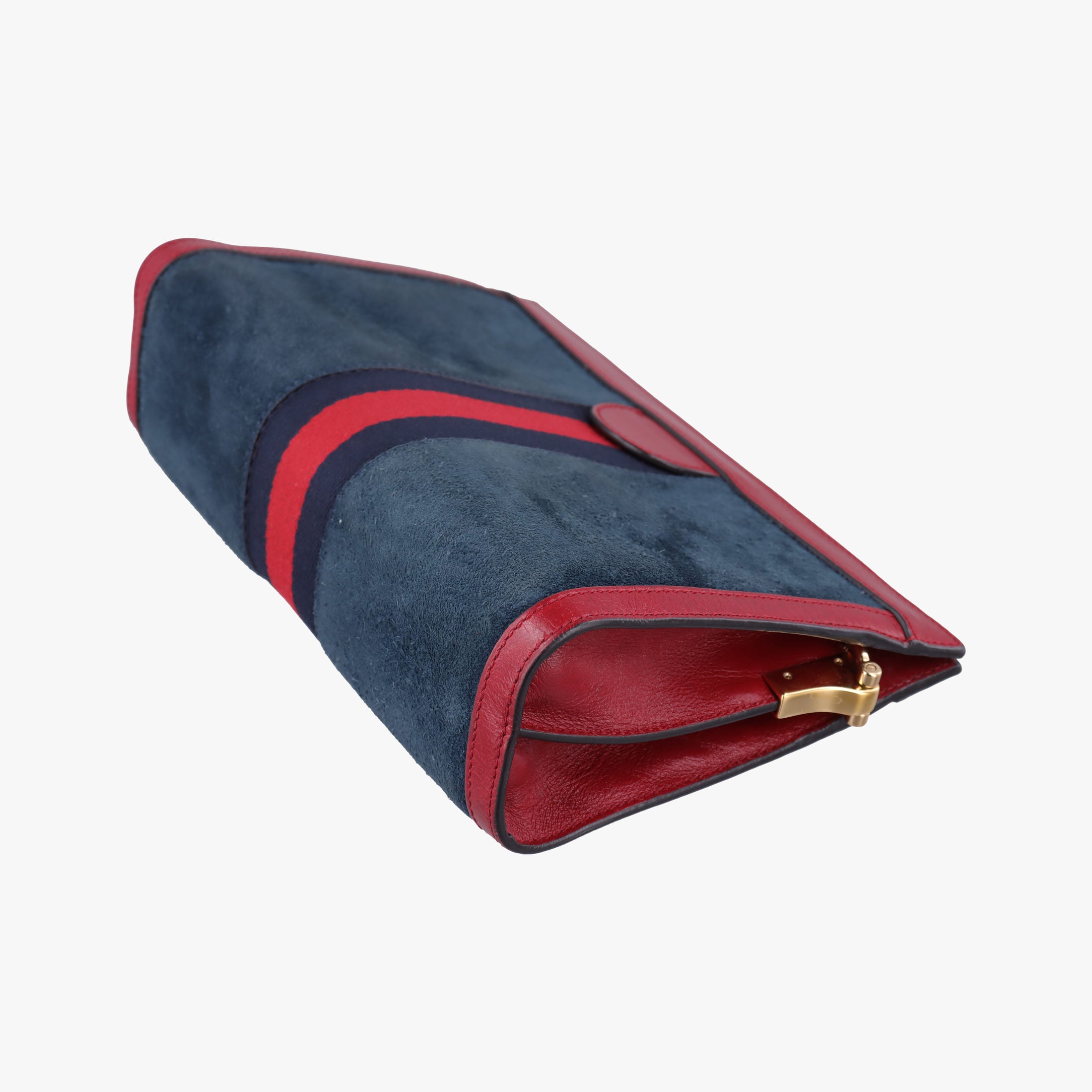 Pre-owned Gucci Ophidia Navy×red Suede×leather 503877 shoulderbag | stylenewstar